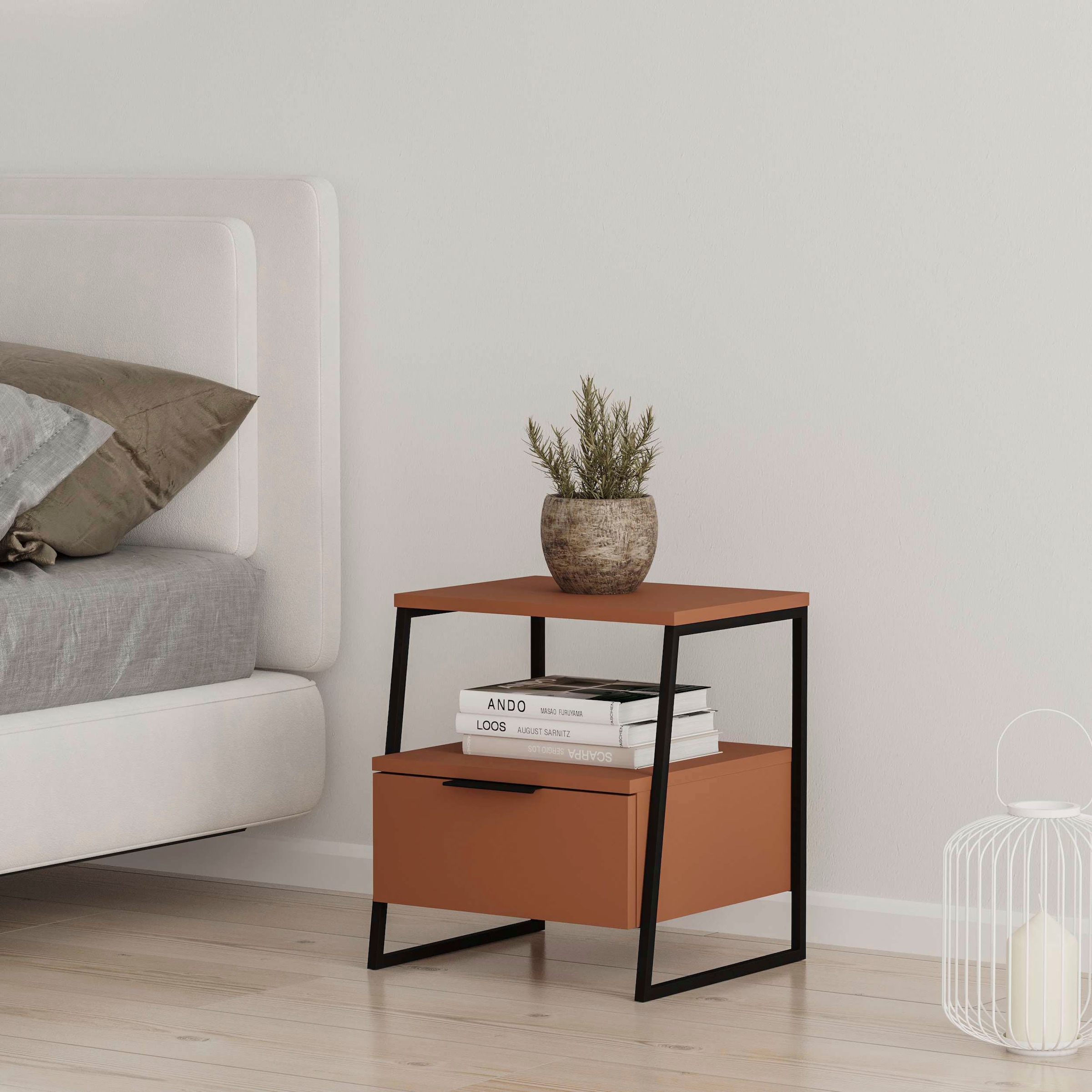 Decortie Nachttisch »PAL NACHTTISCH MIT SCHUBLADEN«, (Packung, 1 St.), Naturfreundlich, Leichte Montage, Lagerung, Platzsparend