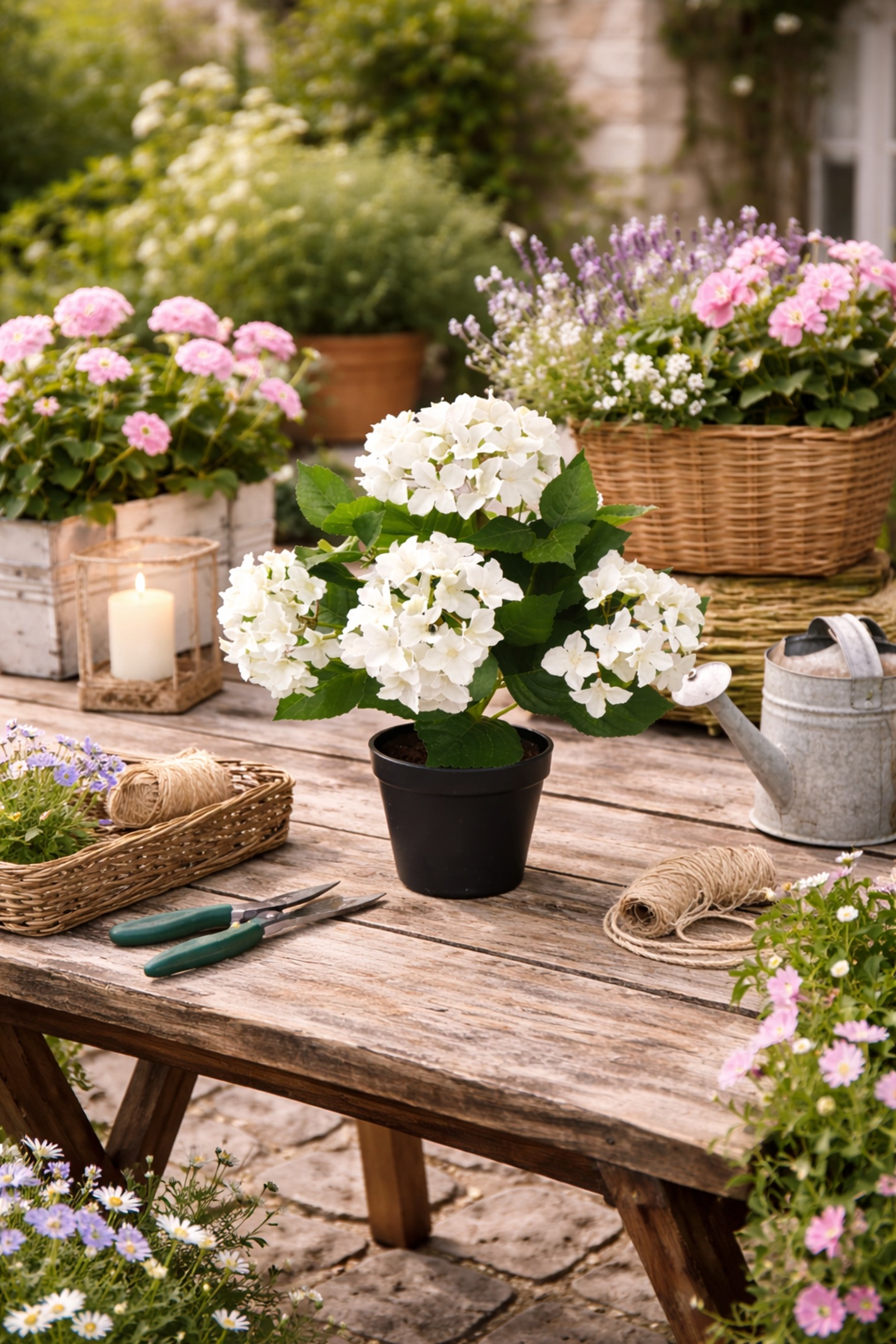 OTTO home Kunstblume »Künstliche Hortensie im Topf« 40cm Realistische Kunstpflanze Blumen Deko Blumen Pflanzen