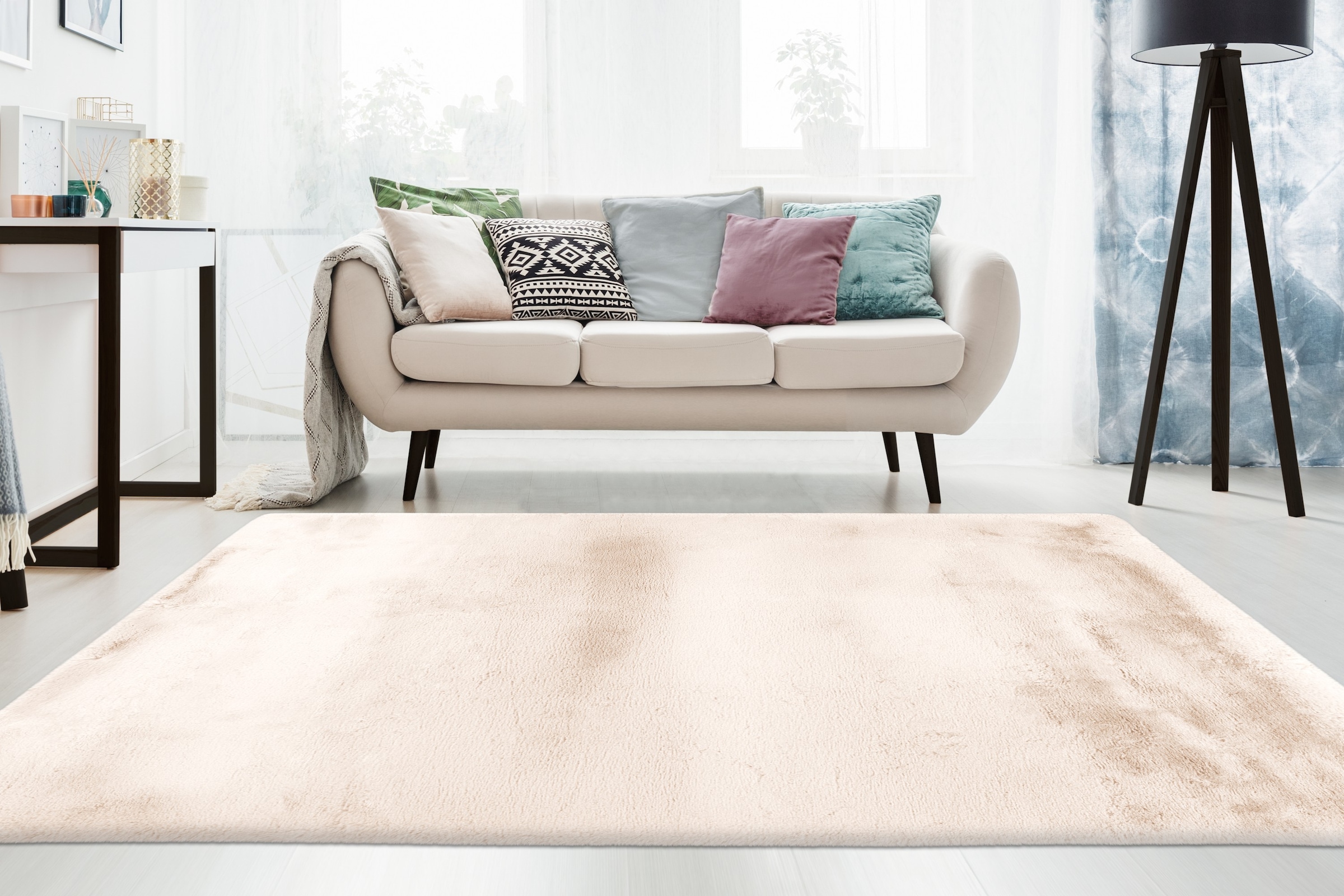 Kayoom Teppich »Subb 925« rechteckig 48 mm Höhe Hochflor, Kanninchen Fell Haptik, alle Räume, leichter Glanz