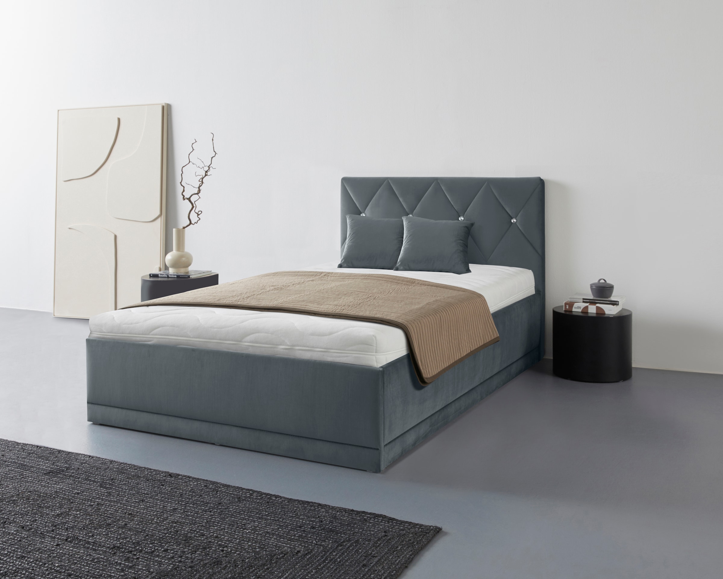 Westfalia Schlafkomfort Polsterbett »Adamas« auch mit Bettkasten, Knopfheftung mit Strasssteinen