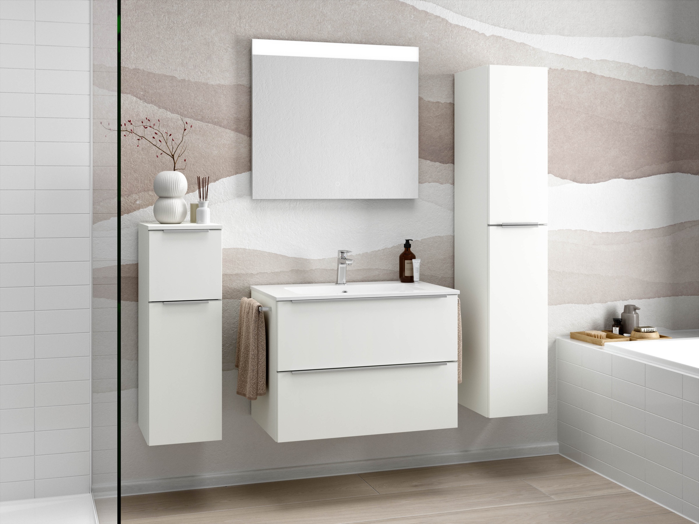 nobilia® Badmöbel-Set »Levere« vormontiert, mit Soft-Close, 4 Stk. tlg. günstig online kaufen