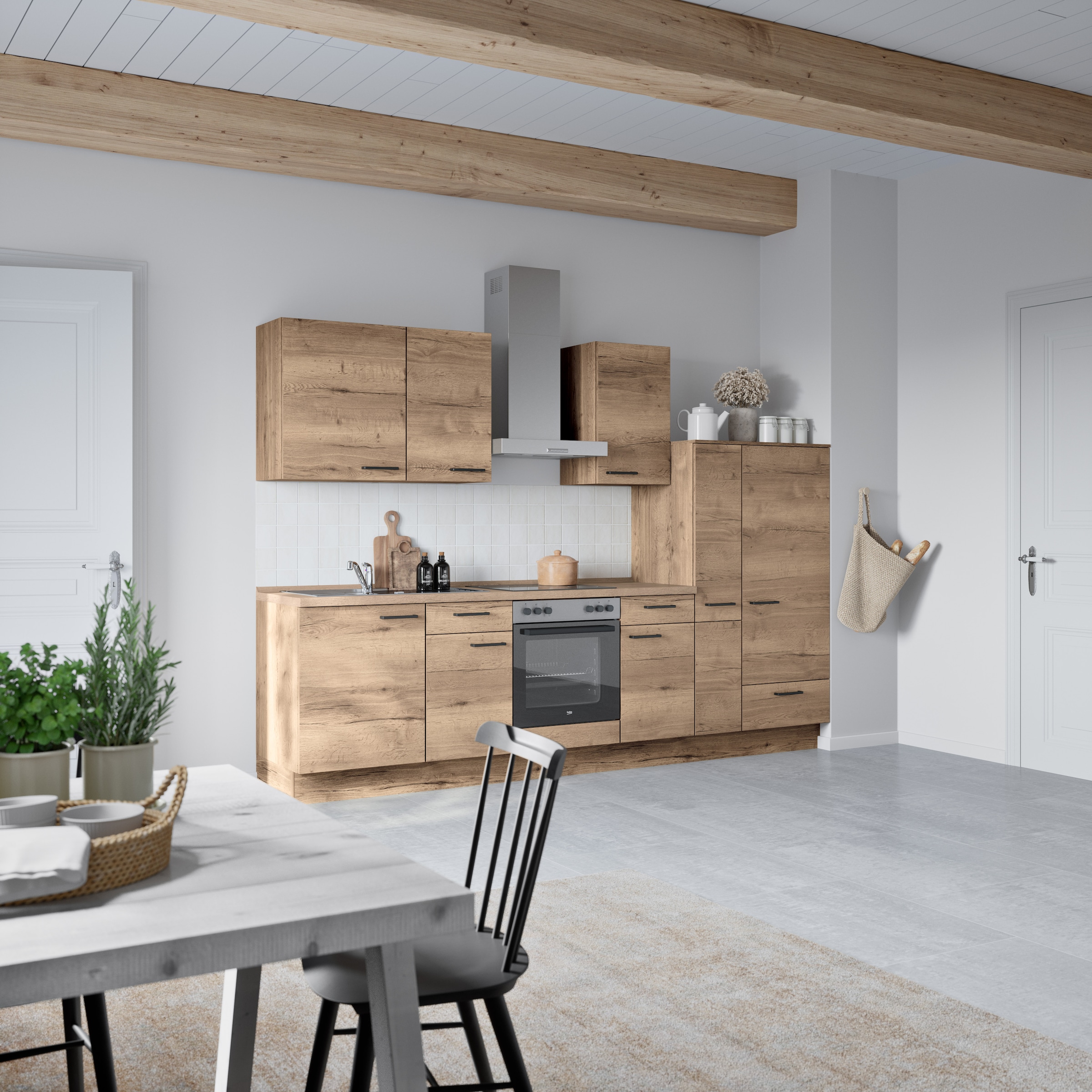 nobilia® Küchenzeile »"Structura I"«, vormontiert, Ausrichtung wählbar, Breite 300 cm, wahlw. mit E-Geräten