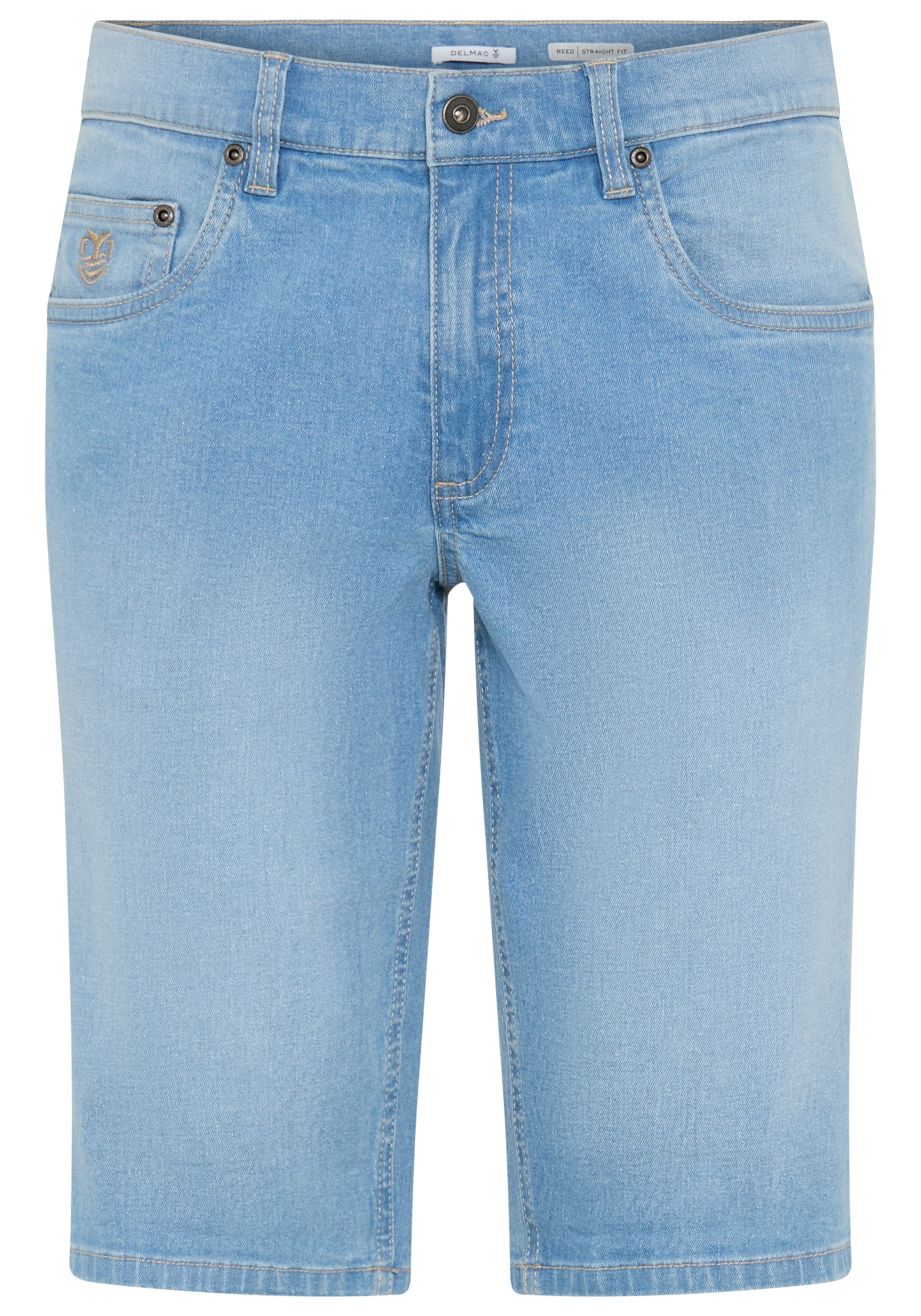 DELMAO Jeansshorts gerade geschnittene Beine, Regular-Fit, kniefreie Länge