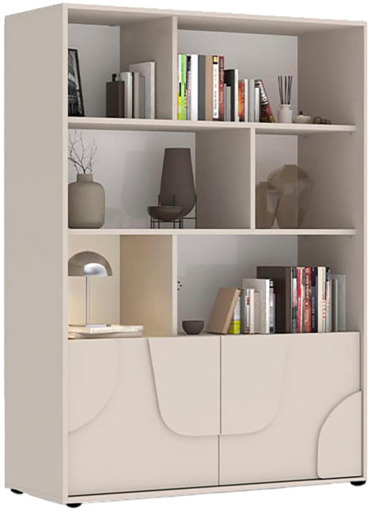 INOSIGN Highboard »Stone, H 155/141, B 105 cm, 2 Türen, 6 offene Fächer, Regal-Schrank« 3D-Design, Push-to-open, Stauraum dekorativ & praktisch, Füße wählbar