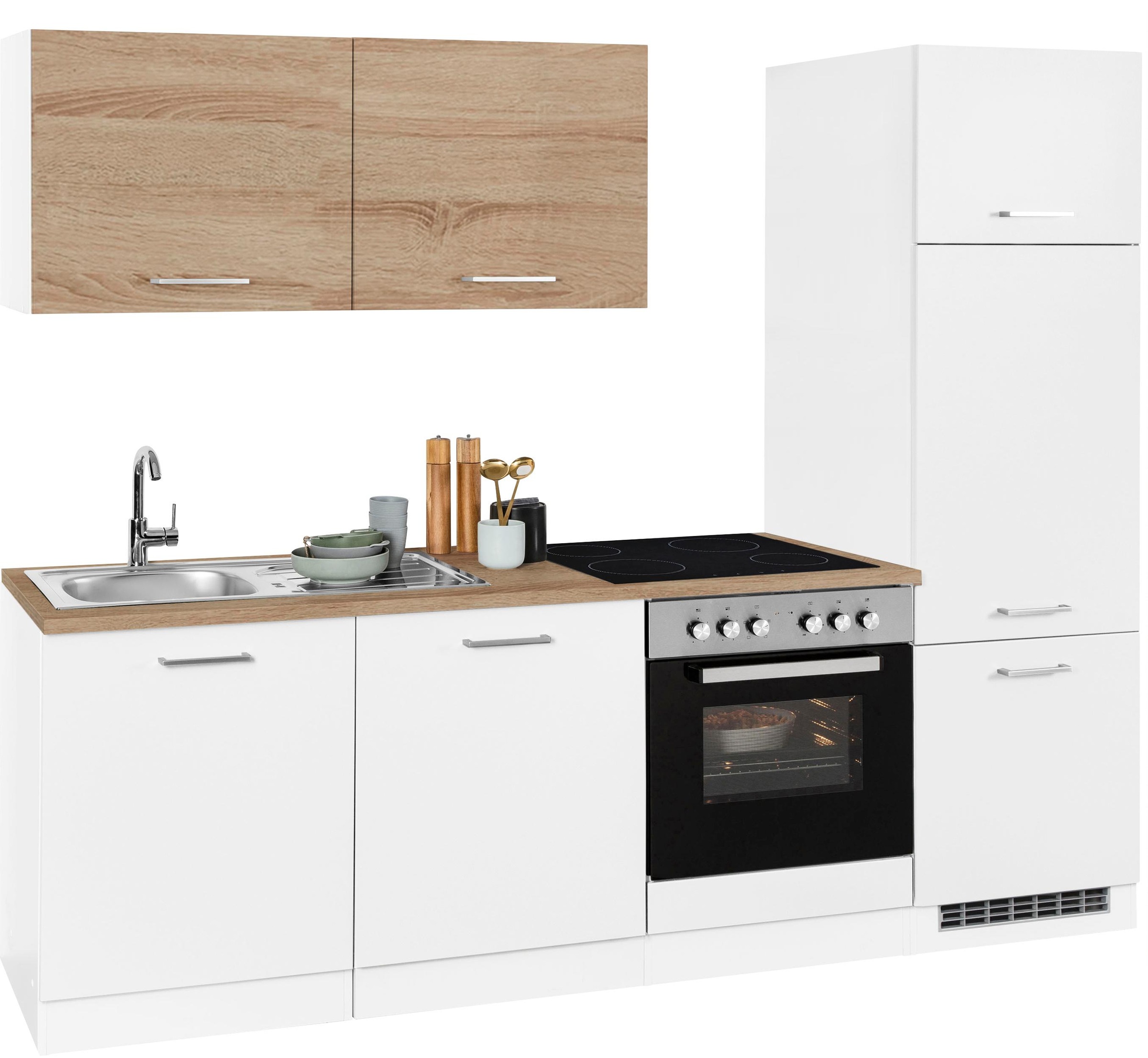 KOCHSTATION Küchenzeile »KS-Visby«, ohne E-Geräte, Breite 240 cm für Kühlschrank