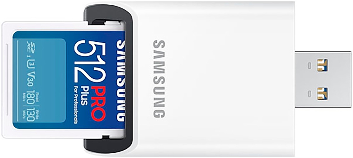Samsung Speicherkarte »PRO Plus SD (2023) + USB-Kartenleser«, (Video Speed Class 30 (V30)/UHS Speed Class 3 (U3) 180 MB/s Lesegeschwindigkeit)