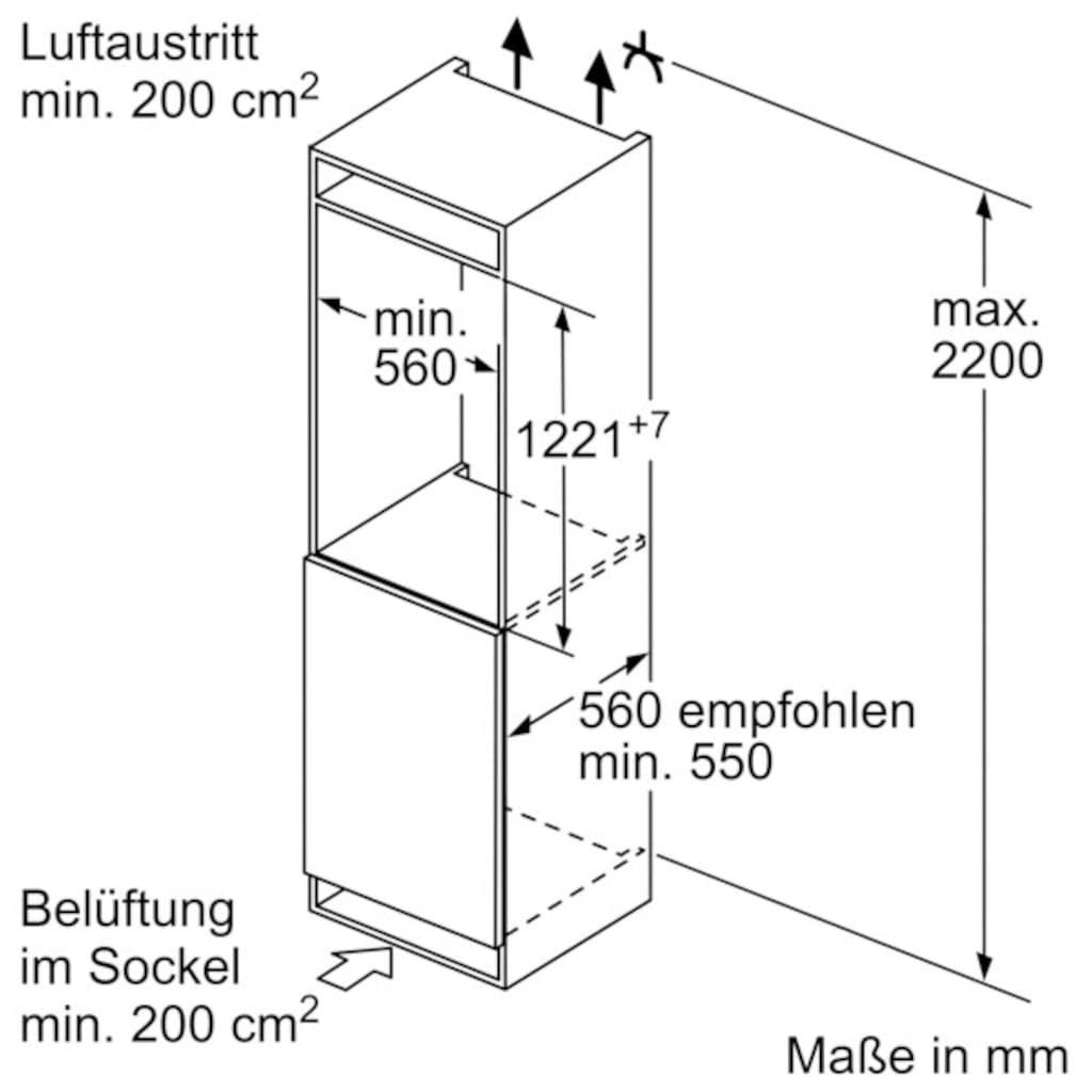 BOSCH Einbaukühlschrank »KIL42VFE0«, KIL42VFE0, 122,1 cm hoch, 54,1 cm breit