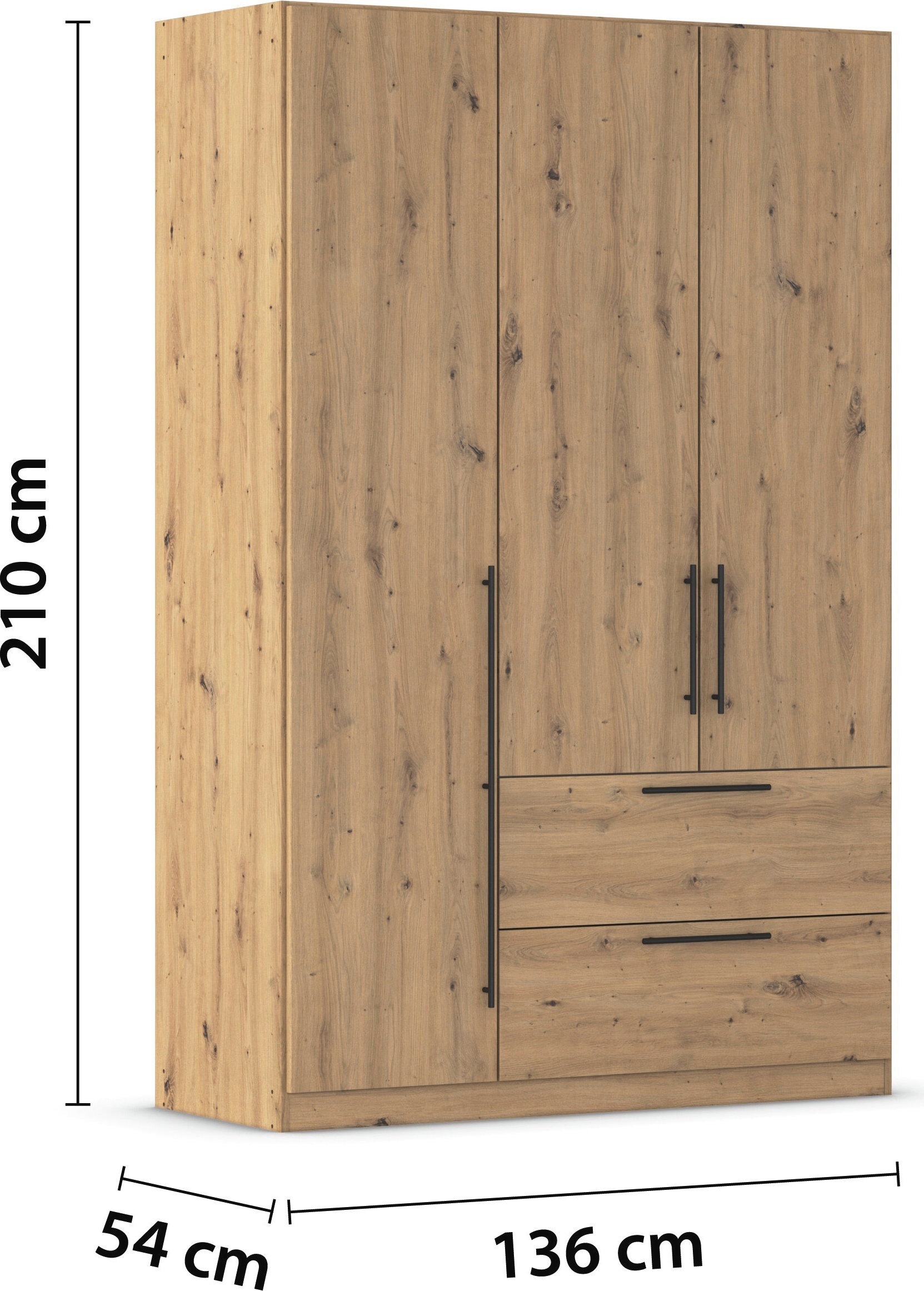 rauch Kleiderschrank »Drehtürenschrank Schrank Garderobe Wäscheschrank Schlafzimmer AVOLA«, (in 3 verschiedenen Ausstattungen BASIC/CLASSIC/PREMIUM), mit hochwertigen Stangengriffen in Schwarz aus Metall MADE IN GERMANY