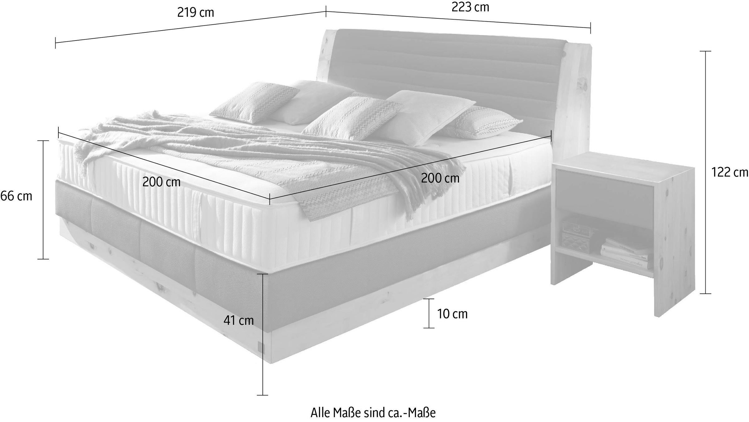 6. Bild von ADA premium Boxspringbett »Chalet«, Grand Comfort TF 1000 PM, Zirbenholz natur geölt