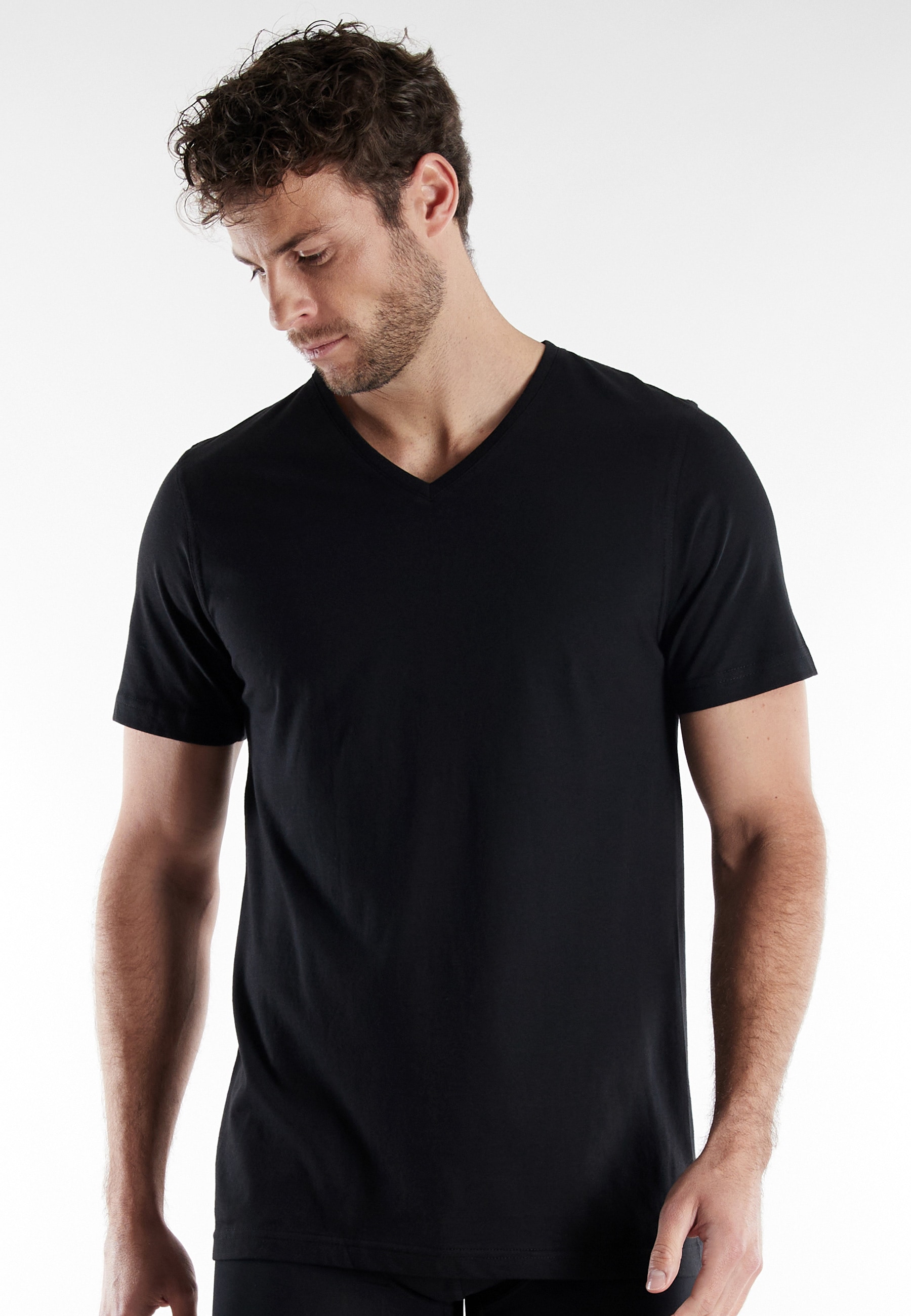 bugatti T-Shirt »Bari« 2er Pack,  V-Ausschnitt, Kurzarm, basic, Baumwolle, weich, atmungsaktiv