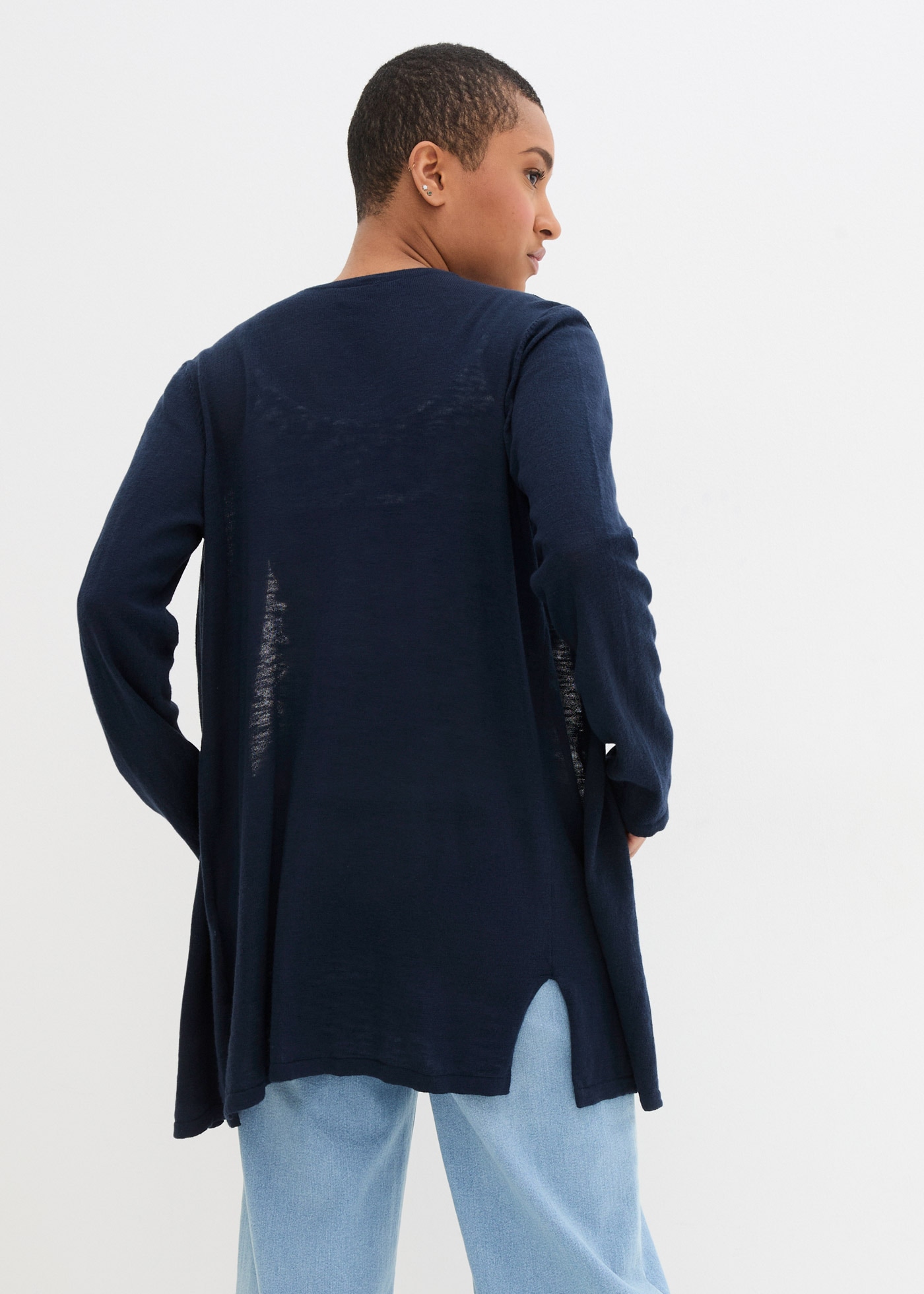 bonprix Strickjacke Strickjacke aus reiner Baumwoll-Slub Qualität