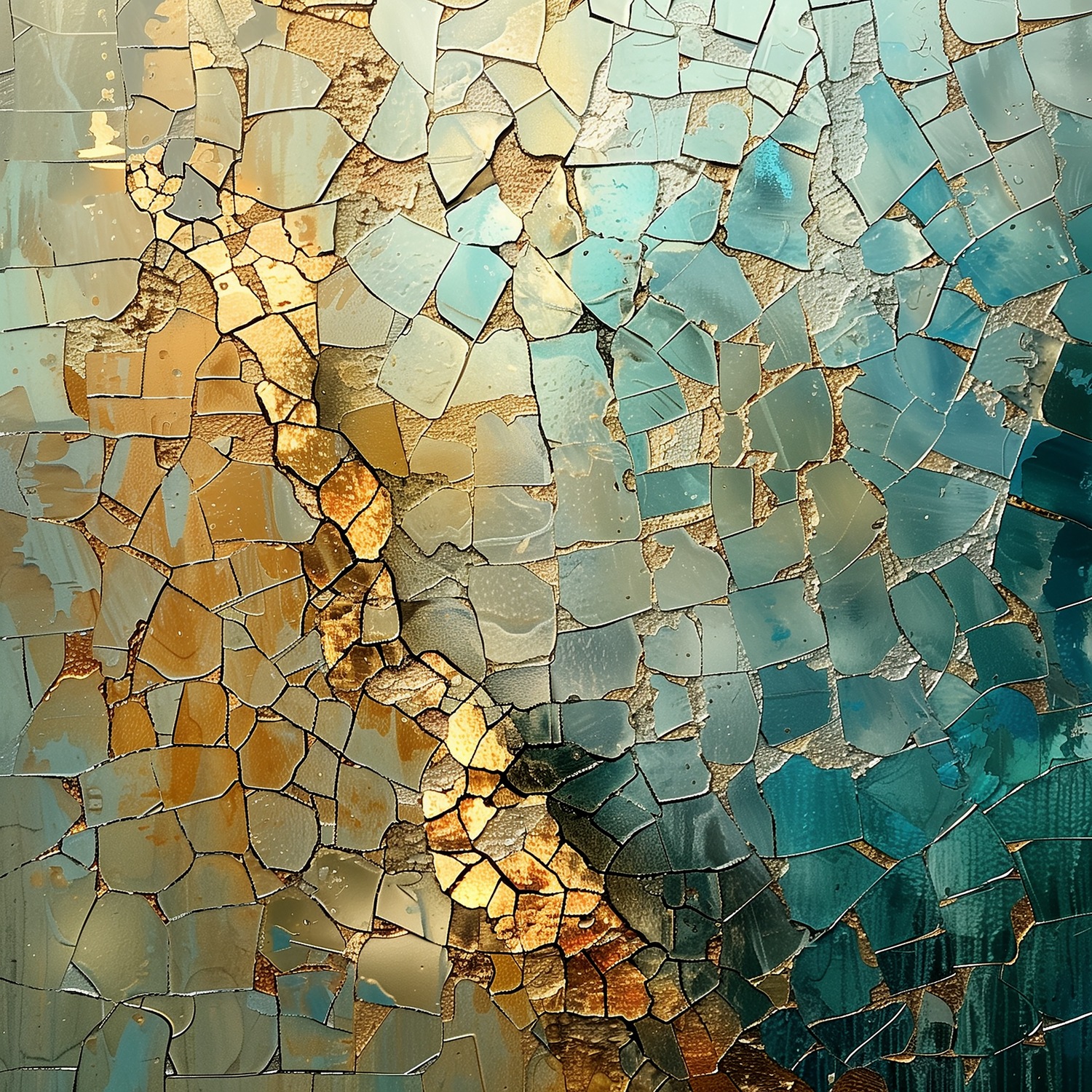queence Acrylglasbild »Goldenes Mosaik«, Abstrakt-Abstrakte-Formen-Gemälde- günstig online kaufen