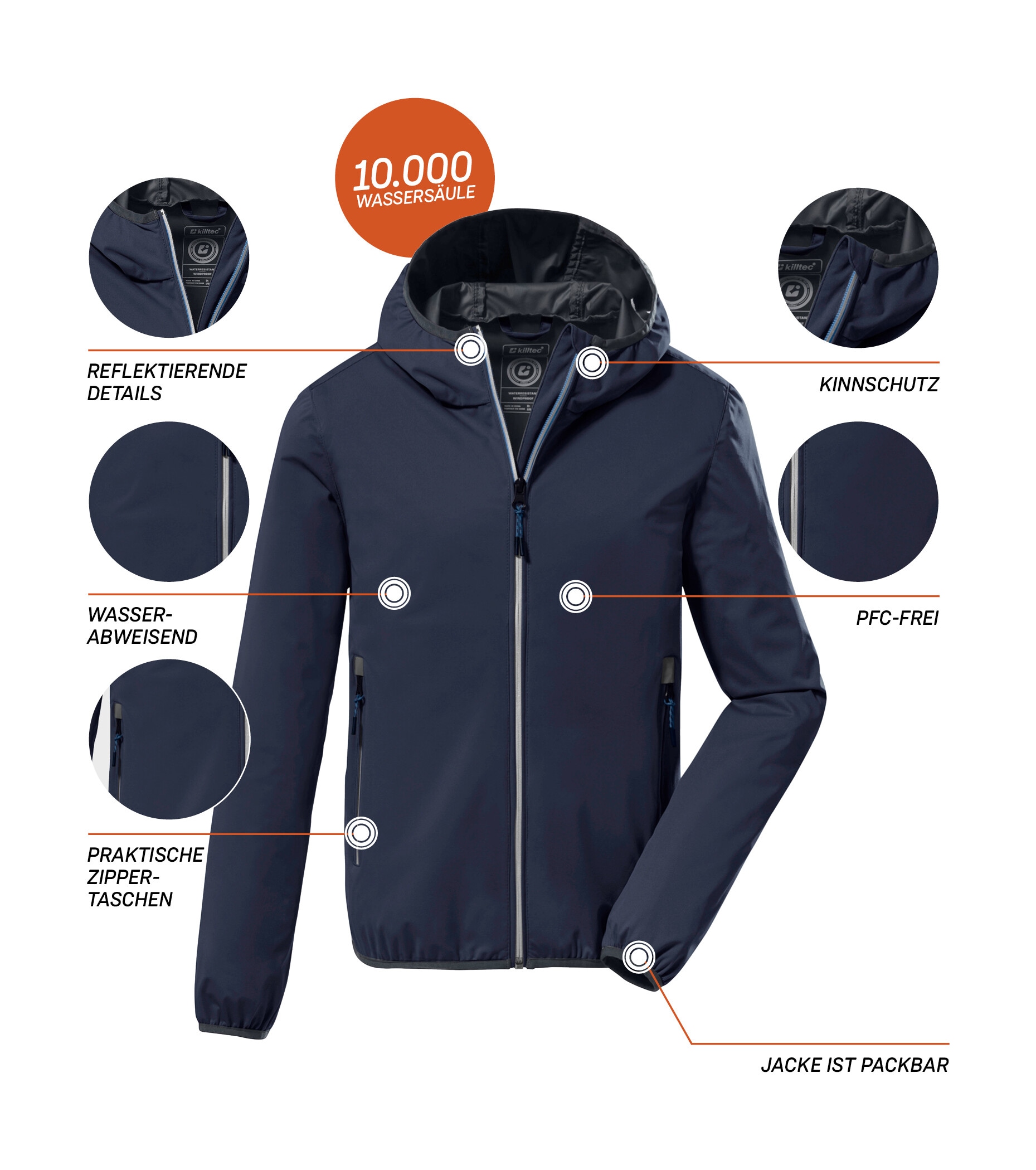 Killtec Funktionsjacke »KOS 167 BYS JCKT«, Ultraleichte, wasserabweisende Kids-Jacke, packbar, reflektierend