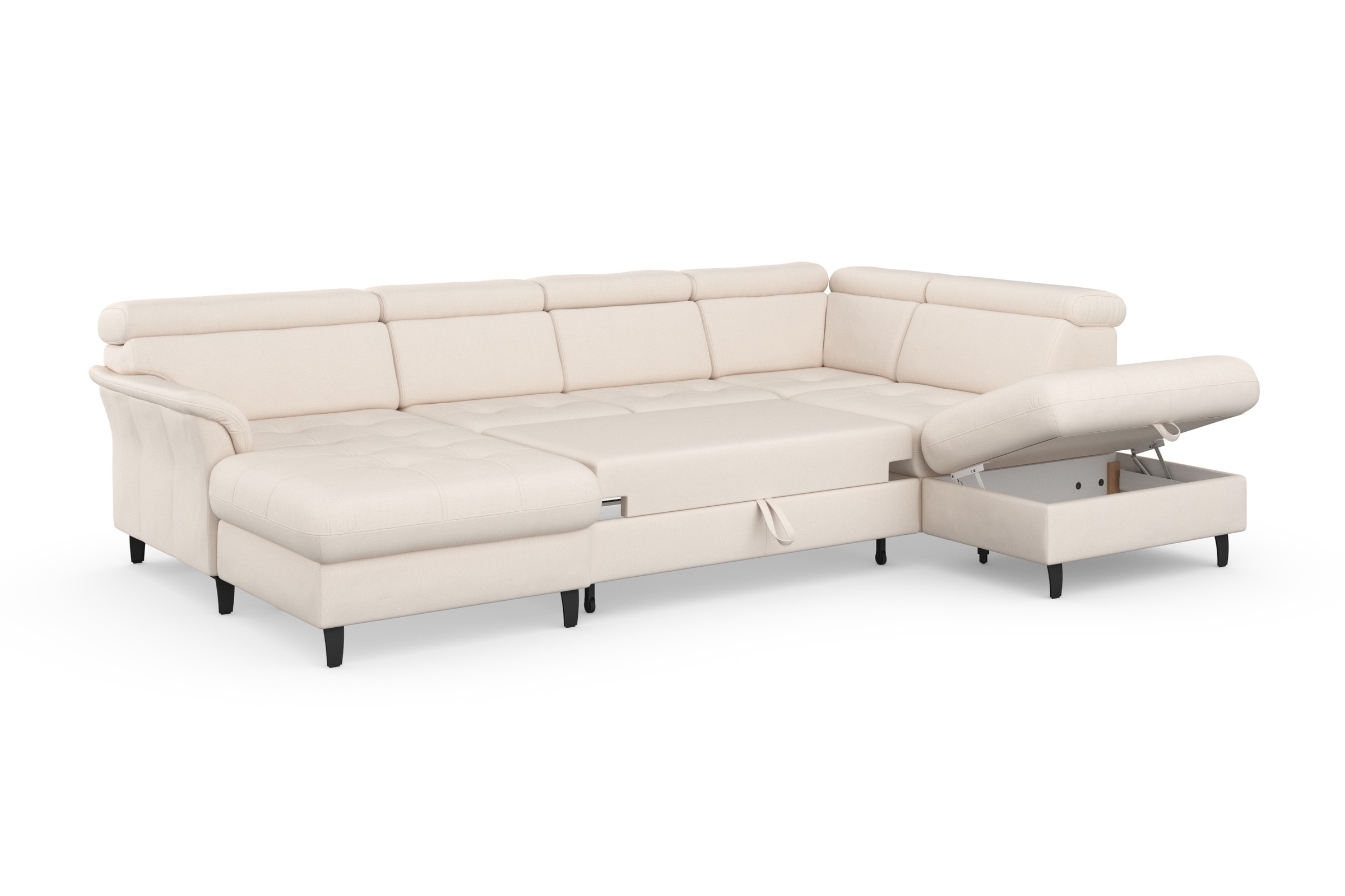 sit&more Wohnlandschaft »Marano U-Form«, inklusive Kopfteilverstellung, wahlweise mit Bettfunktion, Bettkasten