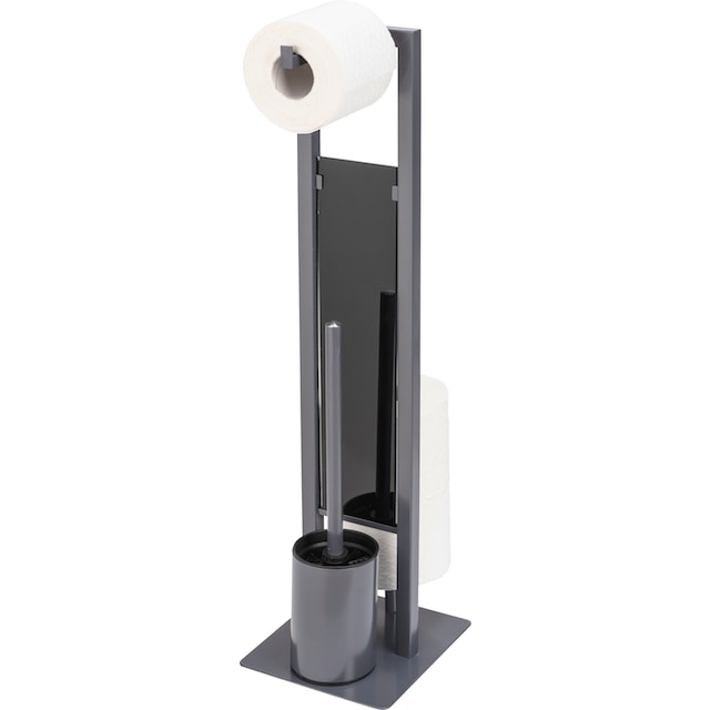 WENKO WC-Garnitur »Rivalta«, aus Stahl-Glas-Polypropylen, grau, Platte aus  Sicherheitsglas online kaufen