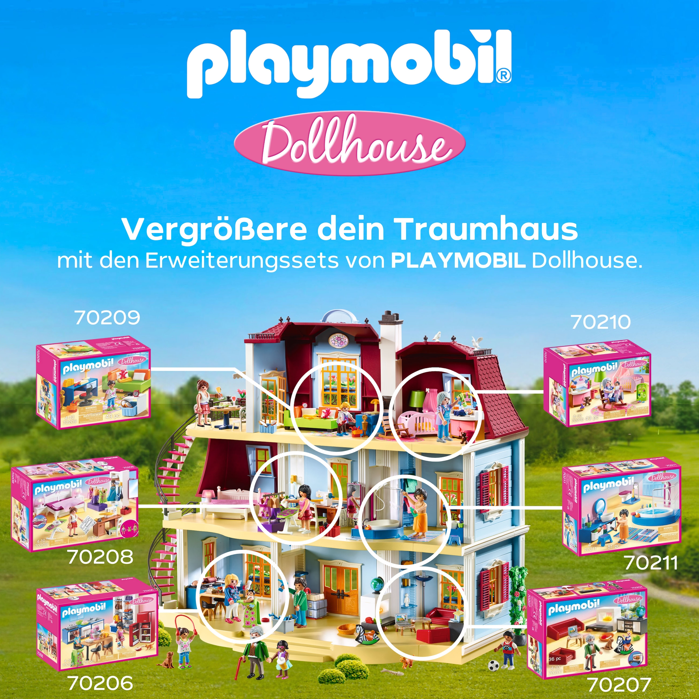 Playmobil® Konstruktions-Spielset »Mein Großes Puppenhaus (70205), Dollhouse« Made in Germany