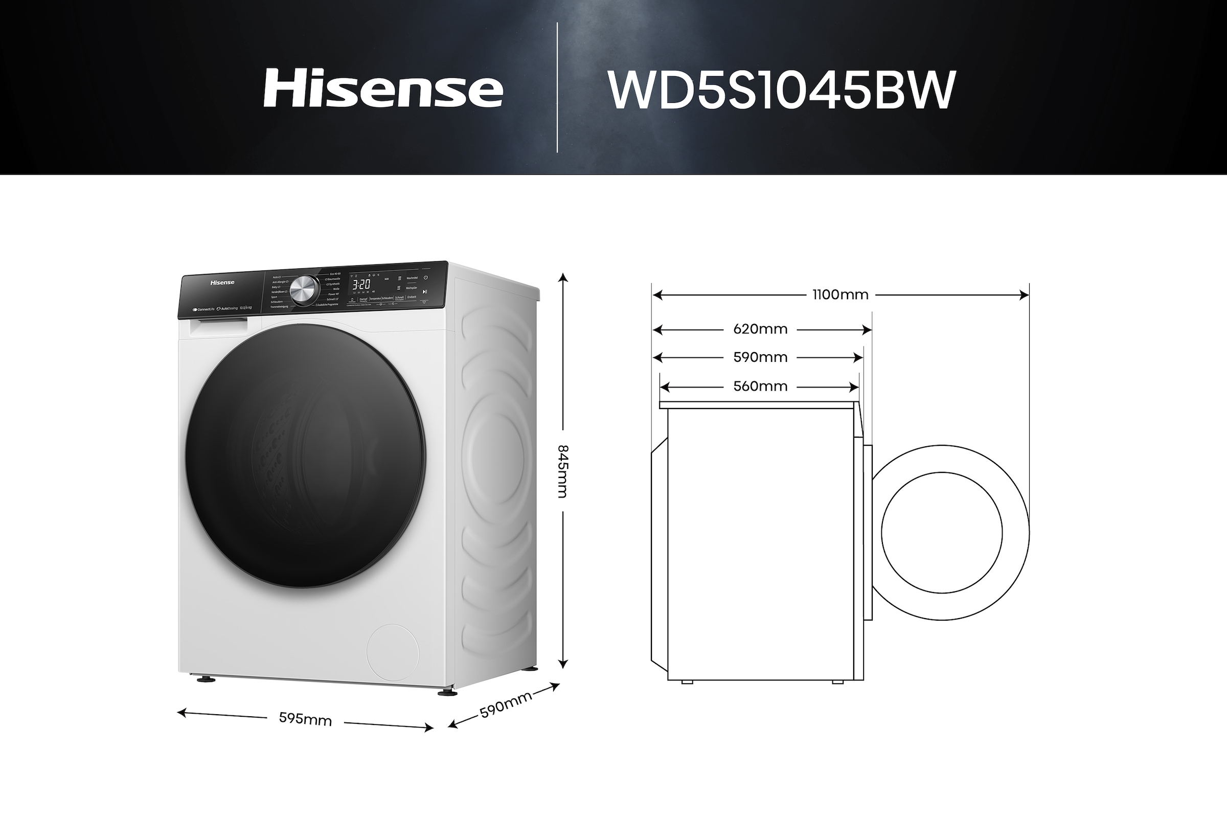 Hisense Waschtrockner »WD5S1045BW«, 10,5kg/ 6kg