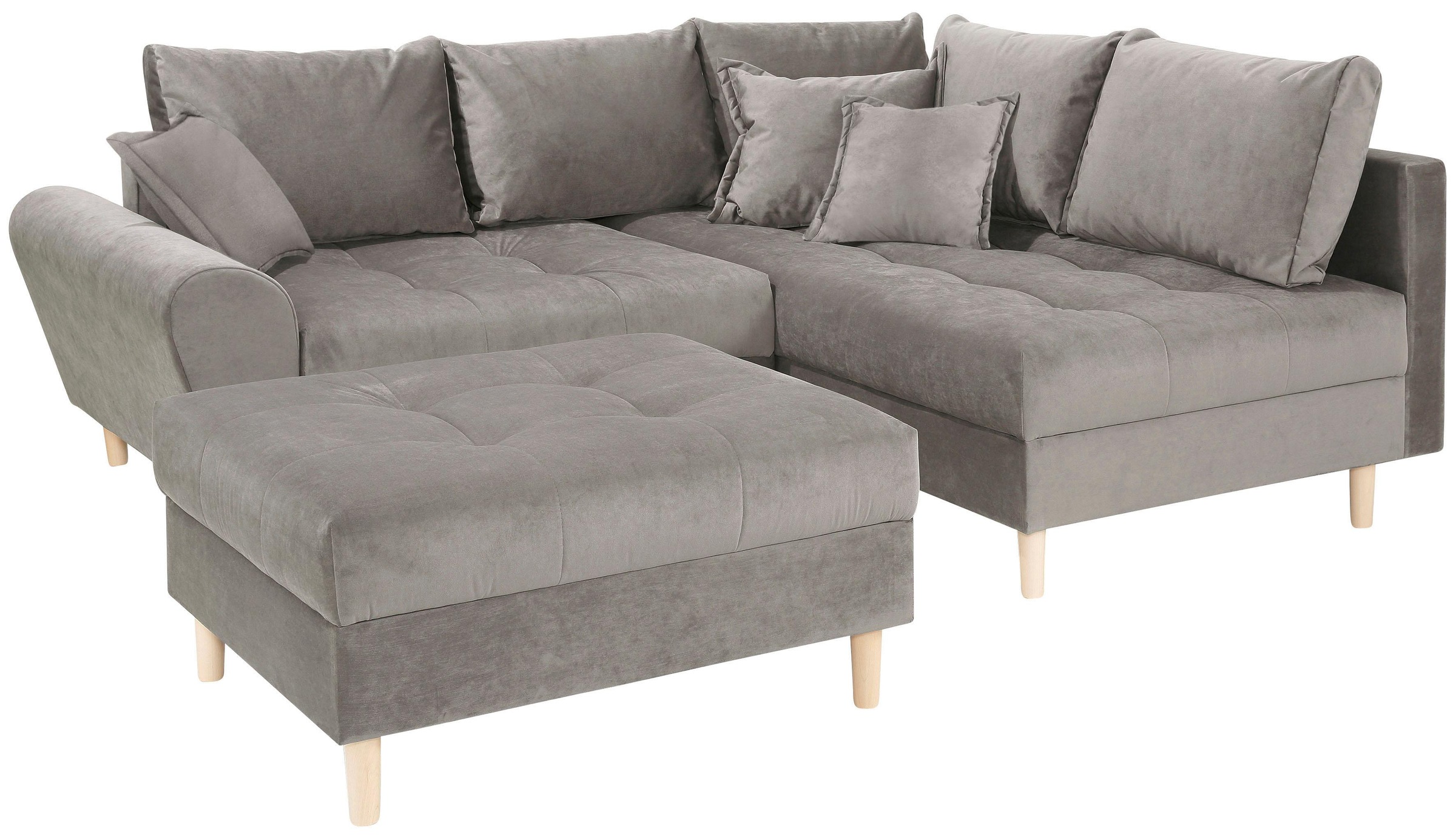 Home affaire Ecksofa »Rice L-Form, B: 223 cm« Set: Sofa & Hocker, mit 3 Zie günstig online kaufen