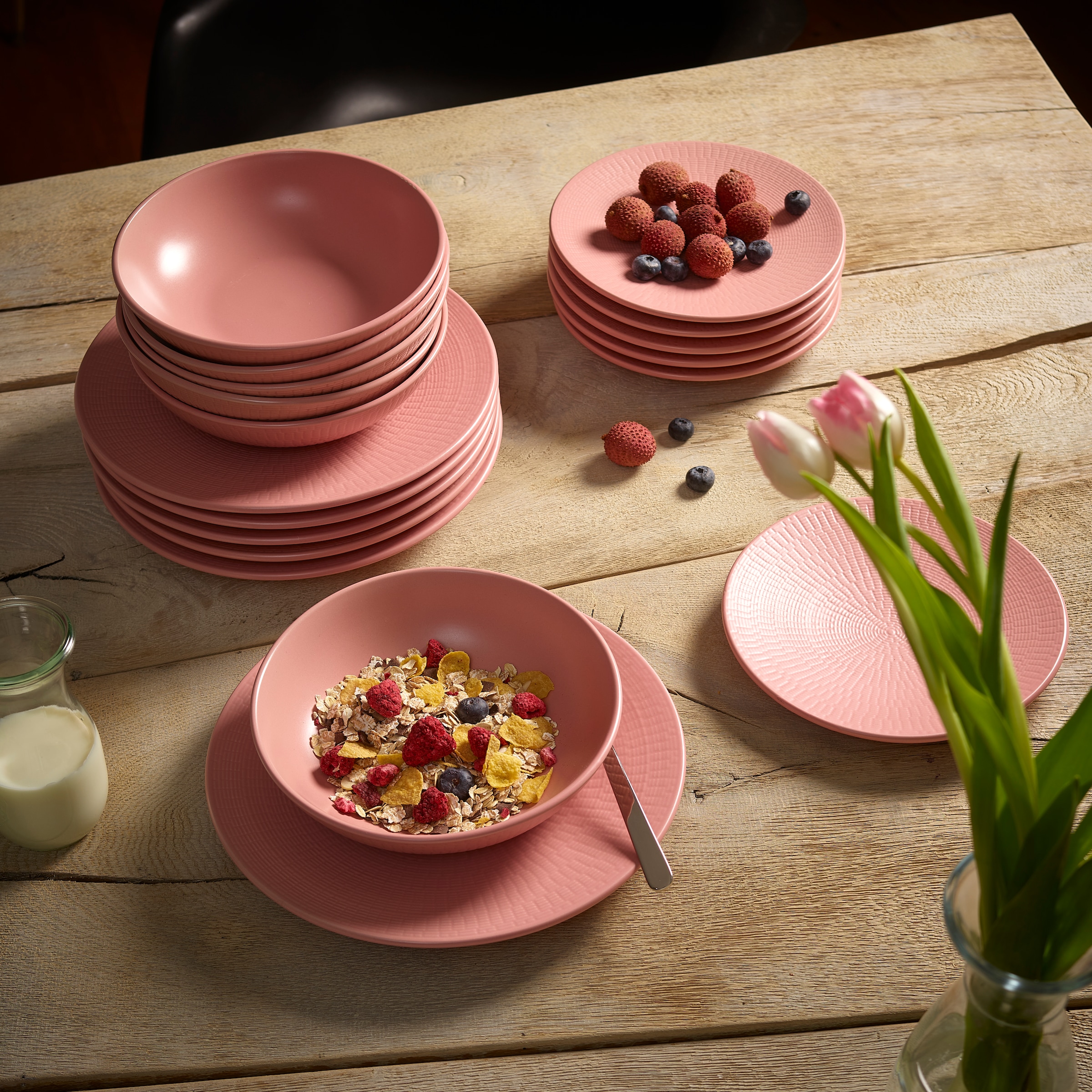 ECHTWERK Tafelservice »Blanka Nature-Design«, (Set, 18 tlg.), mit Struktur