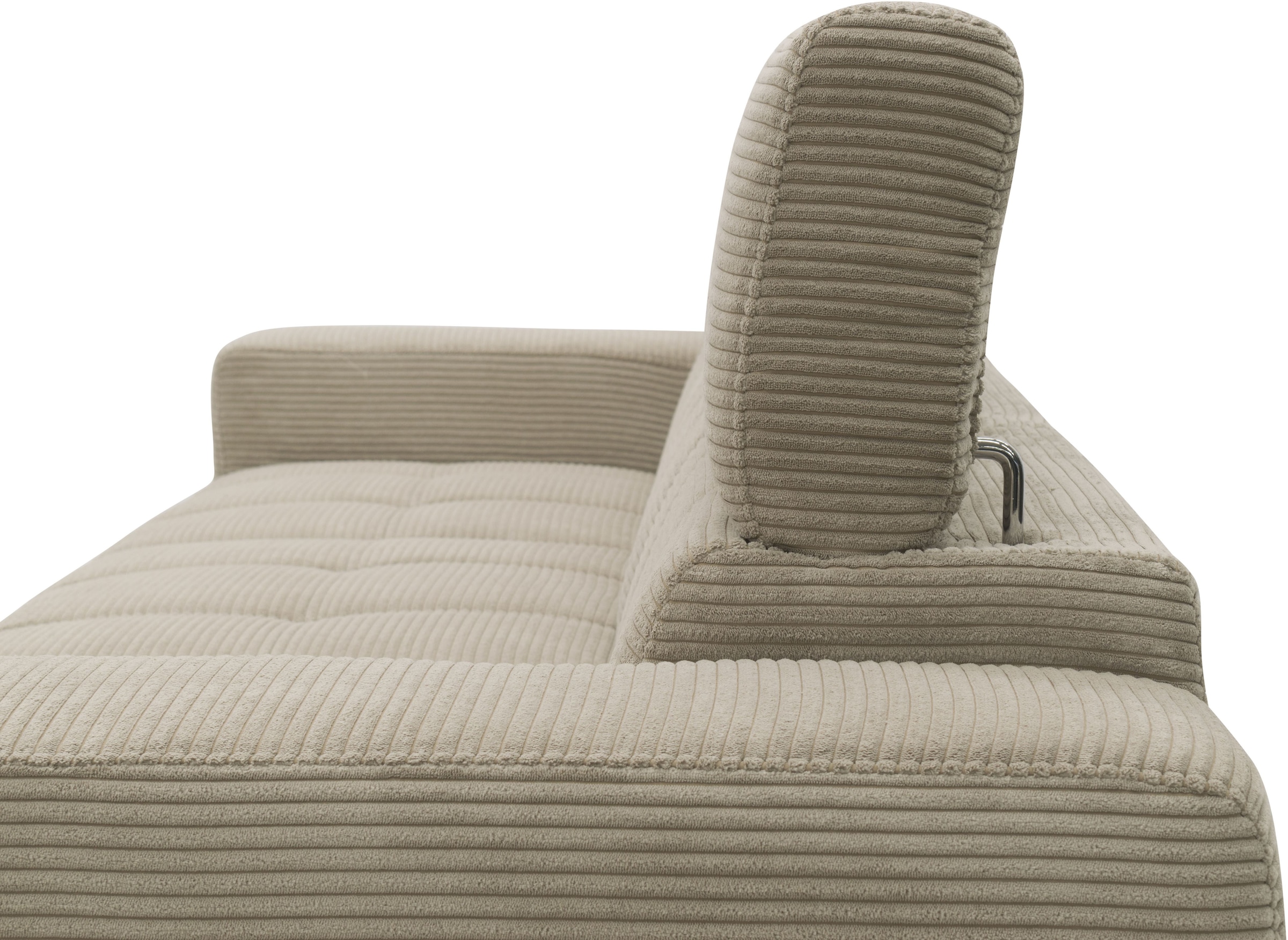 DOMO collection Ecksofa »Trento L-Form, mit Kufenfuß oder Einzelfuß«, wahlweise mit Kopfteilverstellung, Recamiere links/rechts bestellbar