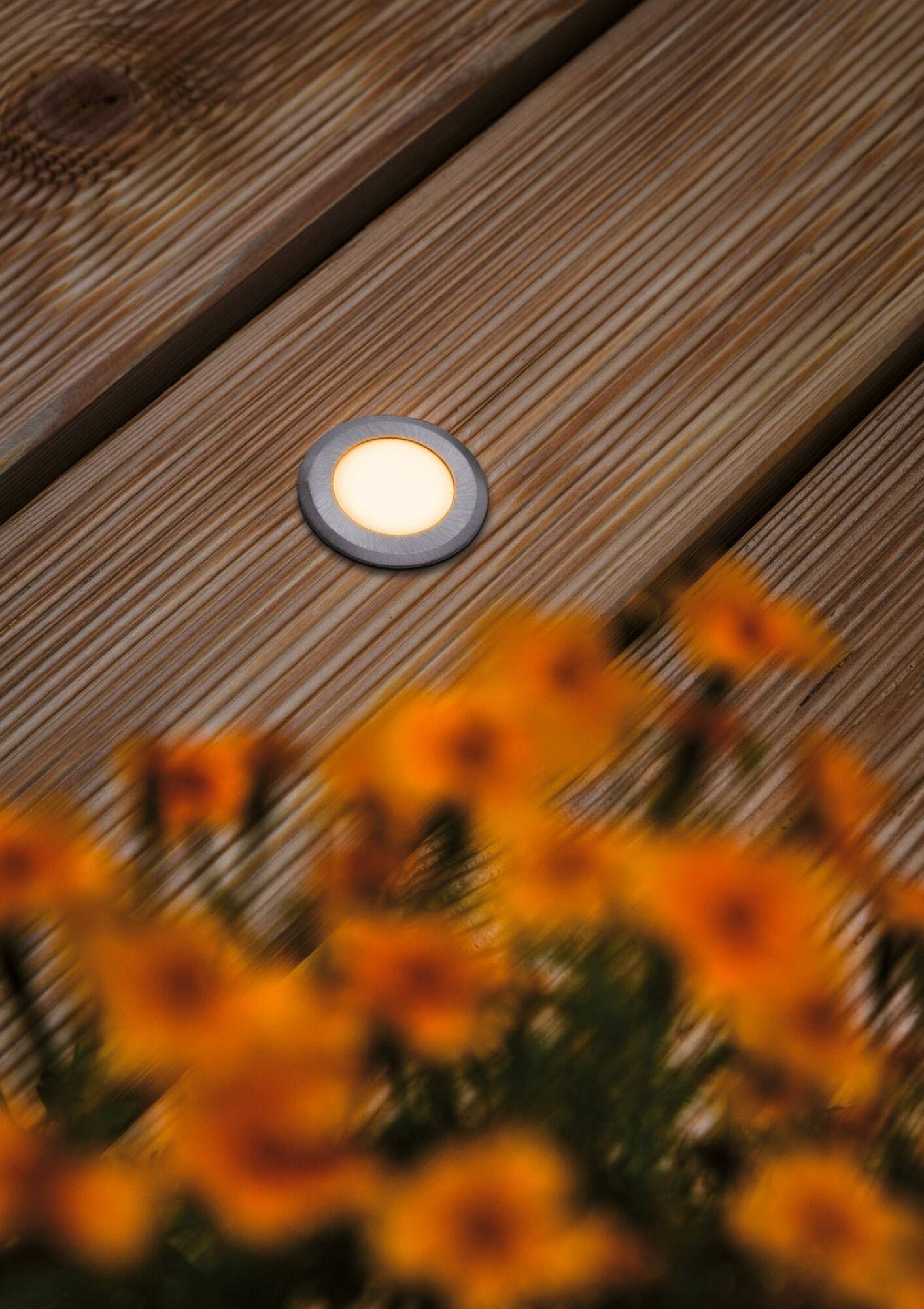Paulmann LED Einbauleuchte »IP65 rund 50mm 2200K 2,2W 60lm 230V Alu Kunststoff, Metall«, 1 flammig, Bodeneinbauleuchte Goldlicht insektenfreundlich