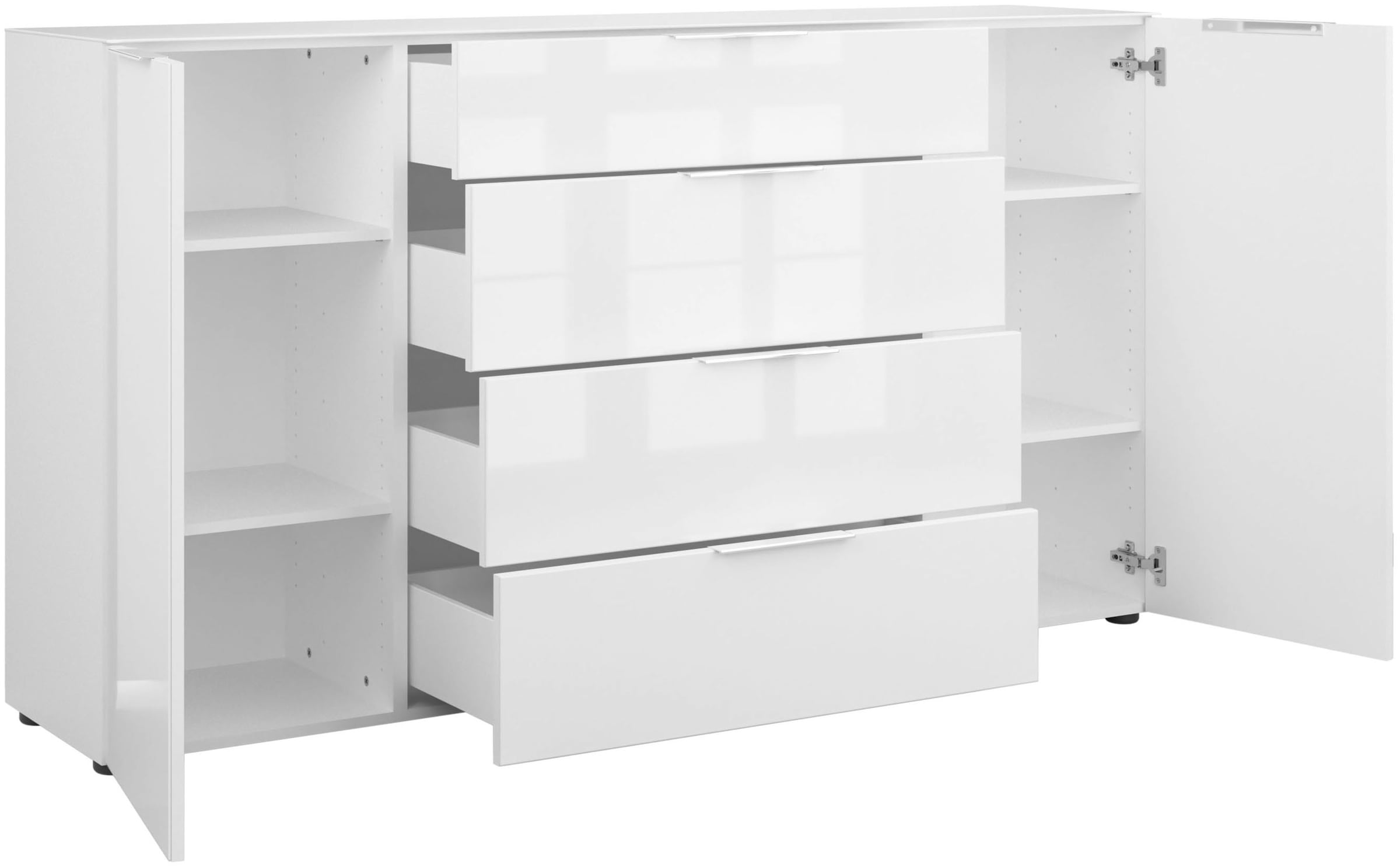 Manjana Möbel Sideboard »Style« mit Glasfronten, mit Metallgriffen, melaminbeschichtet