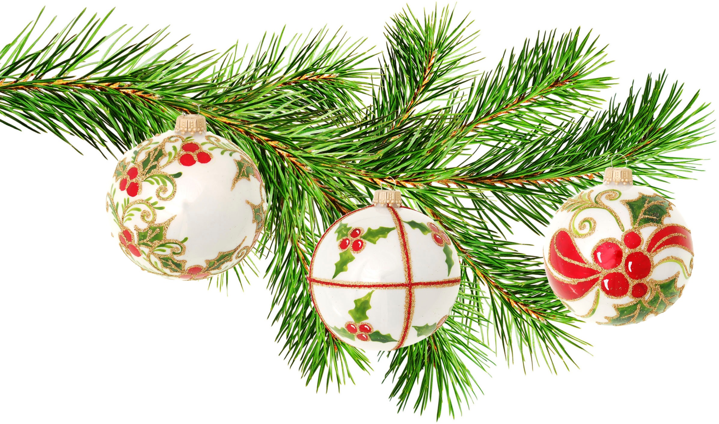 St.), und mundgeblasen Christbaumschmuck, Lauscha Weihnachtsbaumkugel handbemalt«, aus Glas bestellen 3 Christbaumkugeln (Set, Weihnachtsdeko, »Stechpalme, Glas Krebs