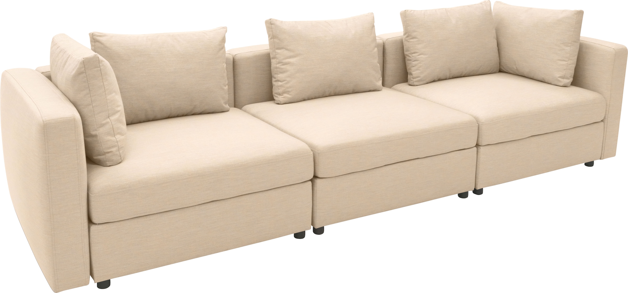 DOMO collection 3-Sitzer »Solskin, individuell erweiterbar/kombinierbar« mit losen Kissen. Rücken- und Seitenteile als Stecksystem.