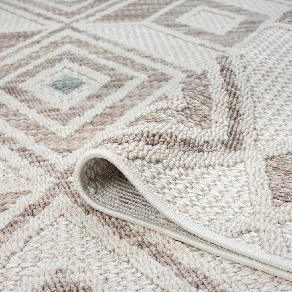 Carpet City Teppich »LINDO 8875«, rechteckig, 11 mm Höhe, Kurzflor, Hochtief-Muster/ 3D-Effekt, Fransen, Boho-Stil, Wohnzimmer
