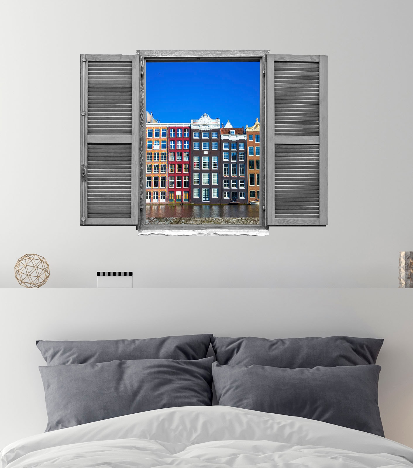 queence Wandtattoo »Häuser«, (1 St.), Wandsticker, Wandbild, selbstklebend, 3D, Fenster