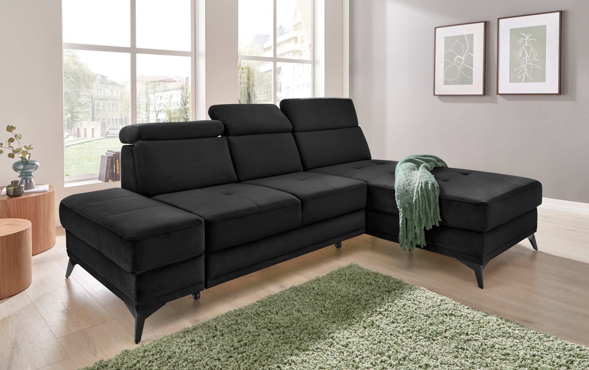 INOSIGN Ecksofa »Cardiz L-Form«, inkl.Kopfteilverstellung und Federkern wahlweise mit Bettfunktion