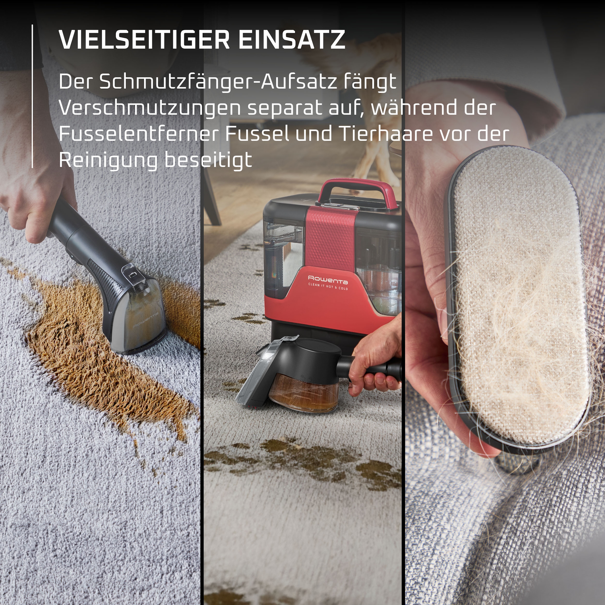 Rowenta Teppichreinigungsgerät »Fleckenentferner IN7020, Clean It Hot & Cold« PowerHeat 60 °C, 2,3 l/1,5 l Tanks, Auto‑Clean, Schmutzfänger-Aufsatz