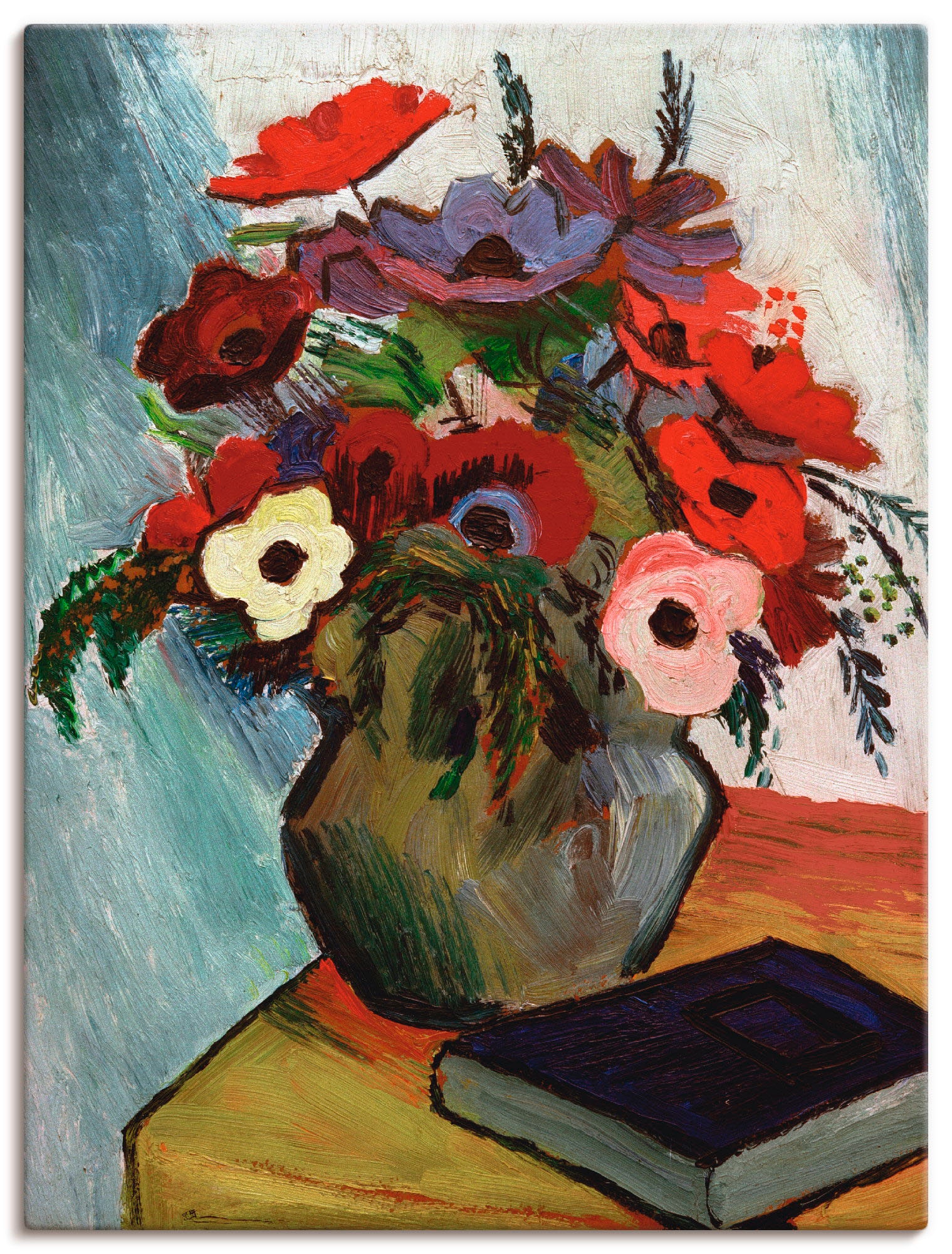 Artland Wandbild »Stilleben mit Anemonen und blauem Buch«, Arrangements, (1 günstig online kaufen