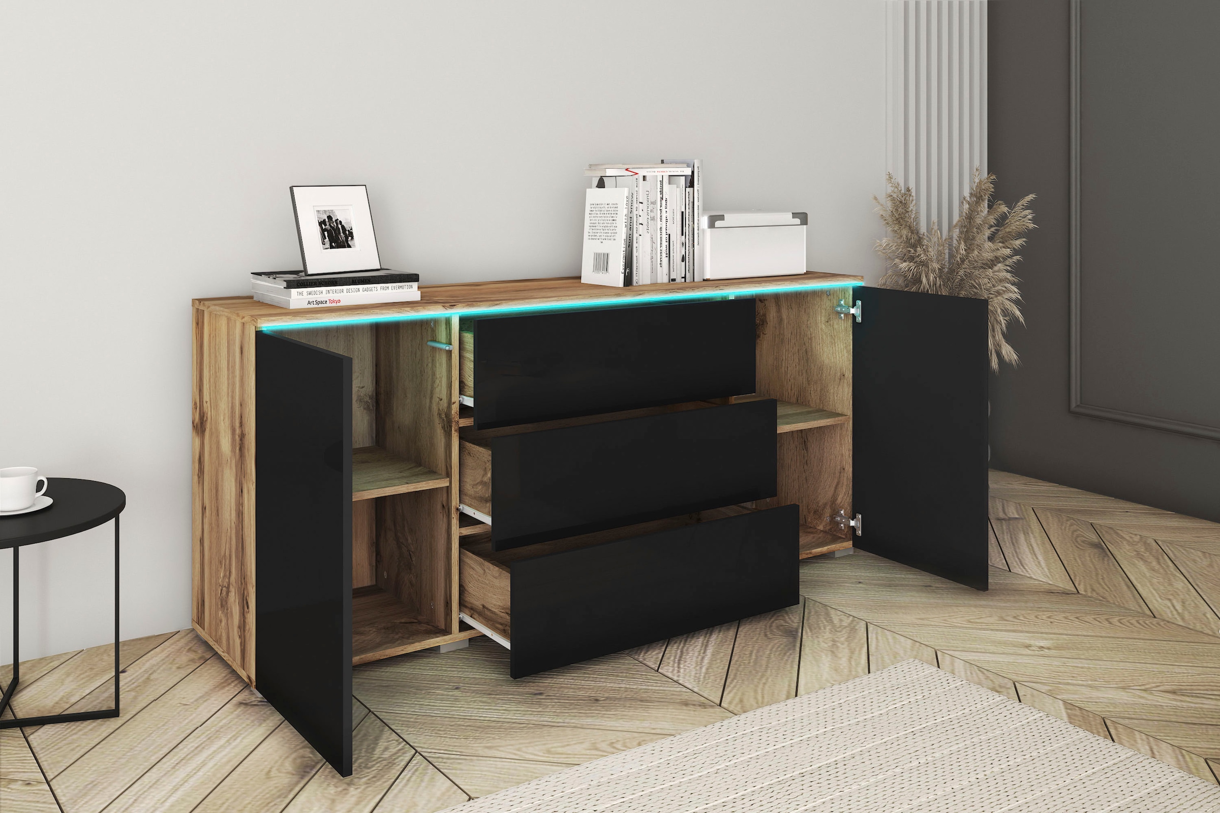 INOSIGN Sideboard »VERA«, moderne grifflose Kommode Breite 150 cm, Einlegeböden verstellbar