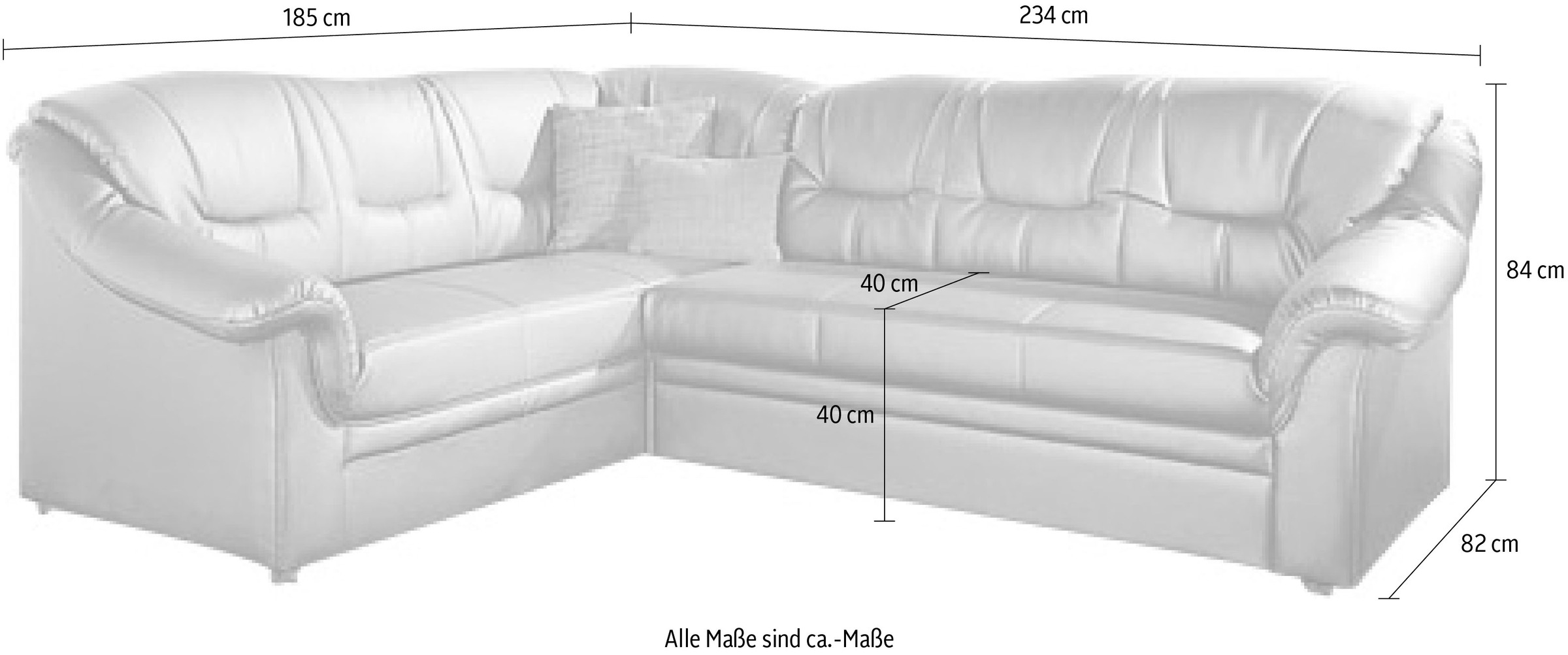 DOMO collection Ecksofa »Montana, zeitlose Rückensteppung, bequeme Armlehne günstig online kaufen