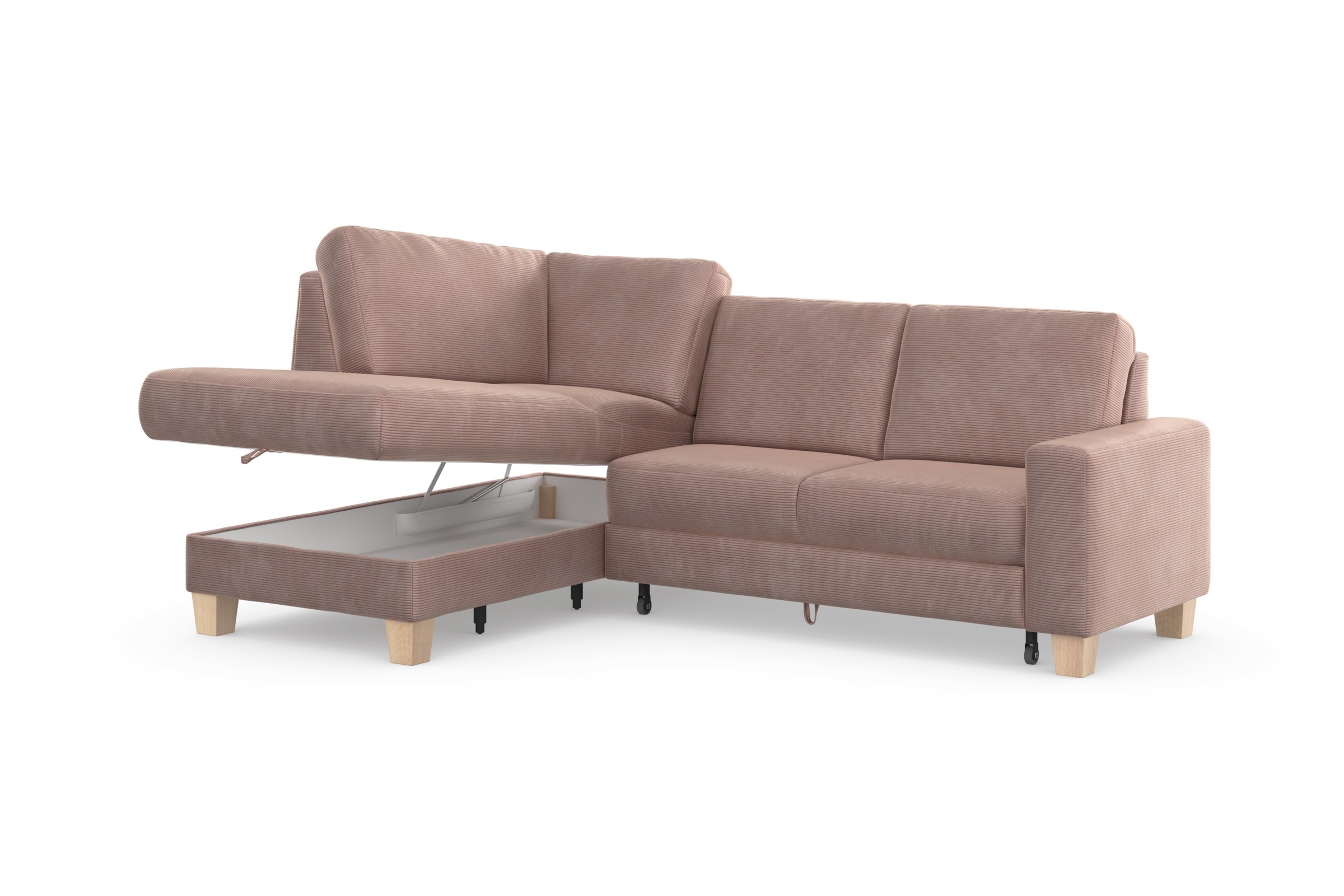Home affaire Ecksofa »Summer L-Form«, mit Ottomane, wahlweise mit Bettfunktion und Bettkasten, Cord-Bezug