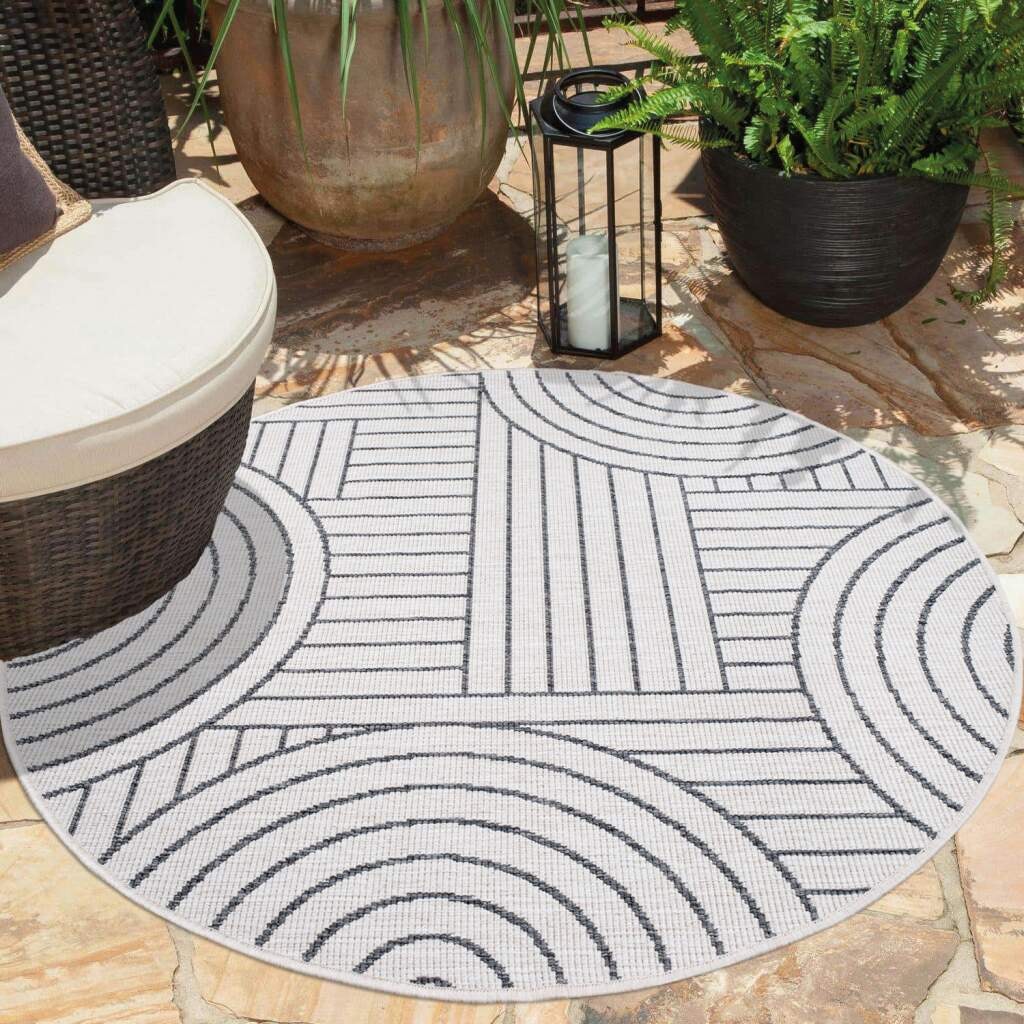 Carpet City Outdoorteppich »DUO RUG 5842«, rund, 5 mm Höhe, Wendeteppich We günstig online kaufen