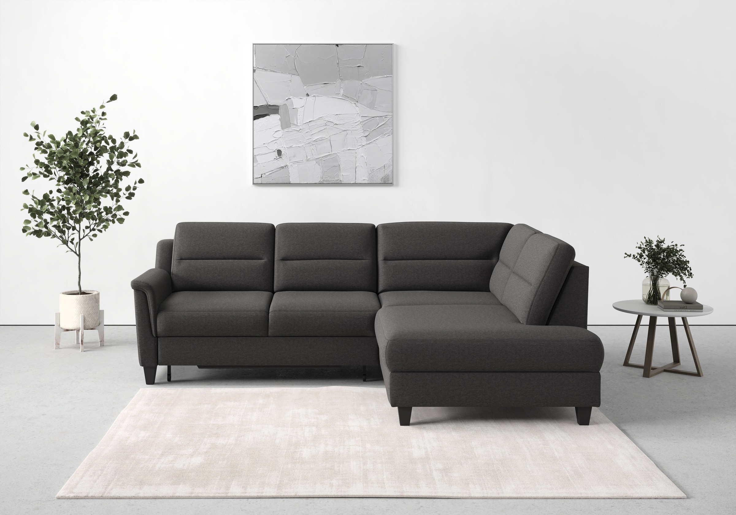 sit&more Ecksofa »Farö L-Form«, inklusive Federkern, wahlweise mit Bettfunktion und Bettkasten