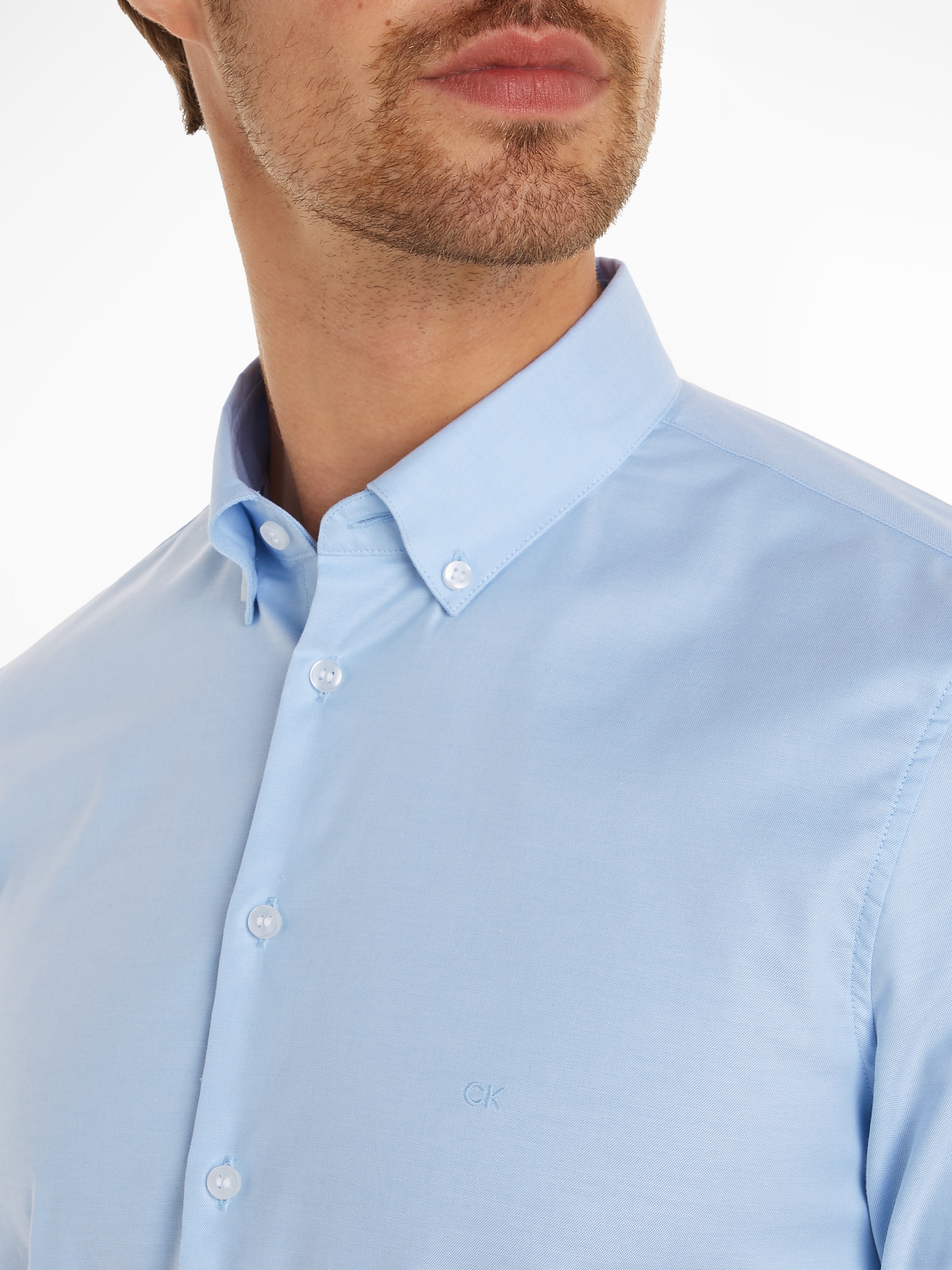 Calvin Klein Langarmhemd »OXFORD SOLID  SLIM SHIRT« mit Logoprägung