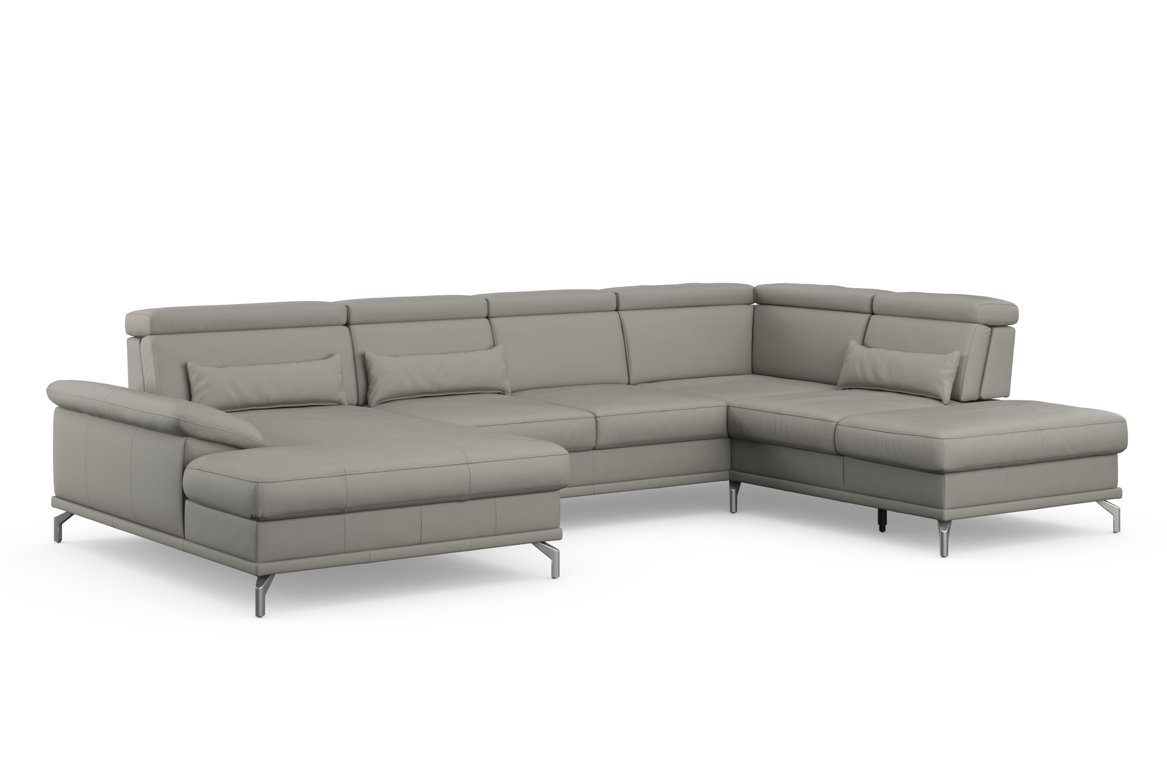 sit&more Wohnlandschaft »Cabrio U-Form, mit Sitztiefenverstellung, Arm- und Kopfteilverstellung«, 3 Nierenkissen, Federkern, optional Bettfunktion und Stauraum