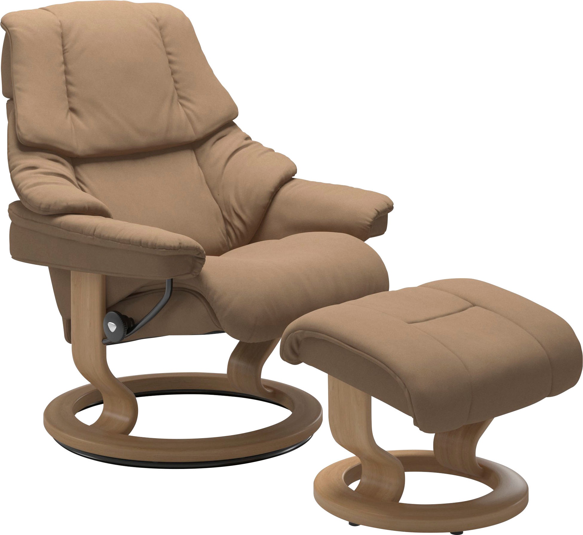 Stressless® Relaxsessel »Reno«, (Set, Relaxsessel mit Hocker), mit Hocker, mit Classic Base, Größe S, M & L, Gestell Eiche