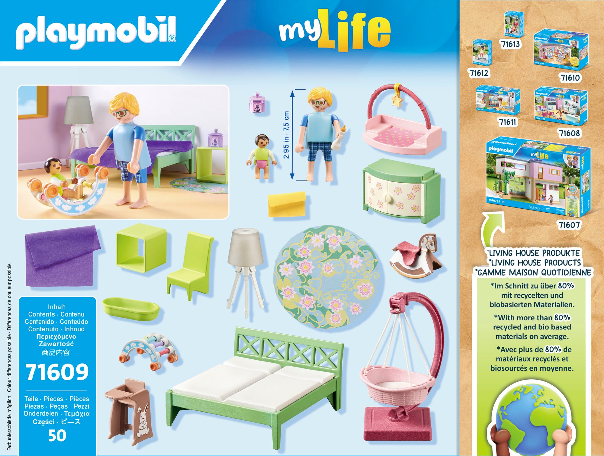 Playmobil® Konstruktions-Spielset »Schlafzimmer mit Babyspielecke (71609), myLife«, (50 St.), Made in Europe