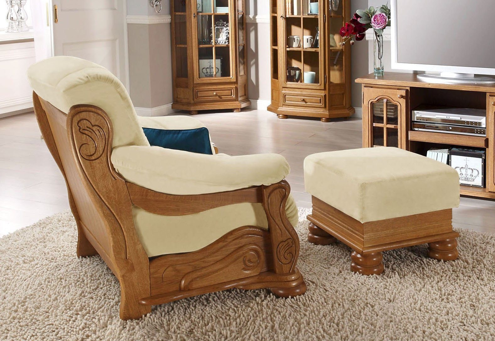 Max Winzer® Hocker »Texas«, mit dekorativem Holzgestell