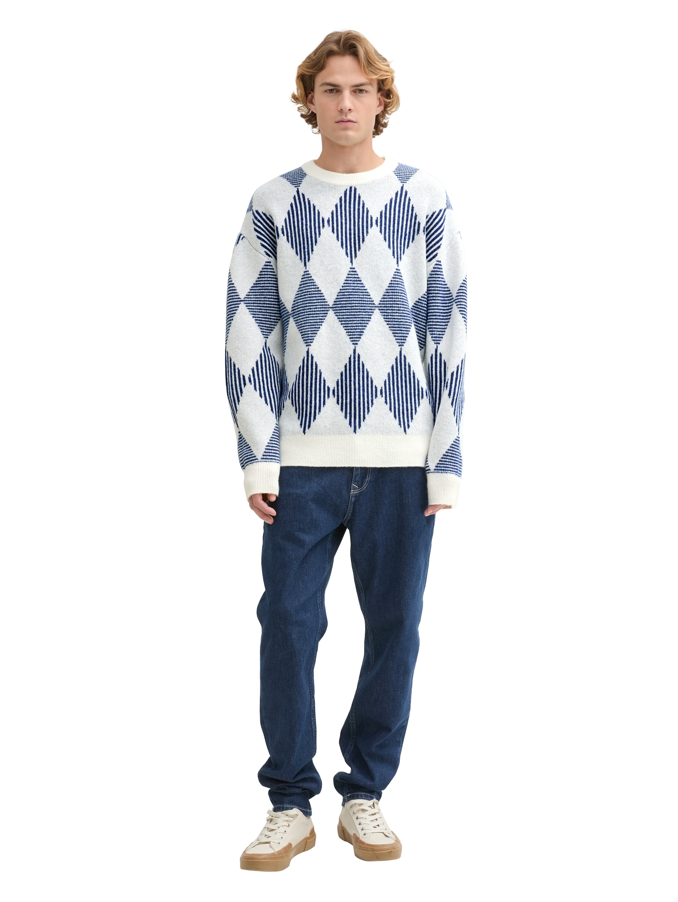 TOM TAILOR Denim Rundhalspullover, mit Argyle Muster
