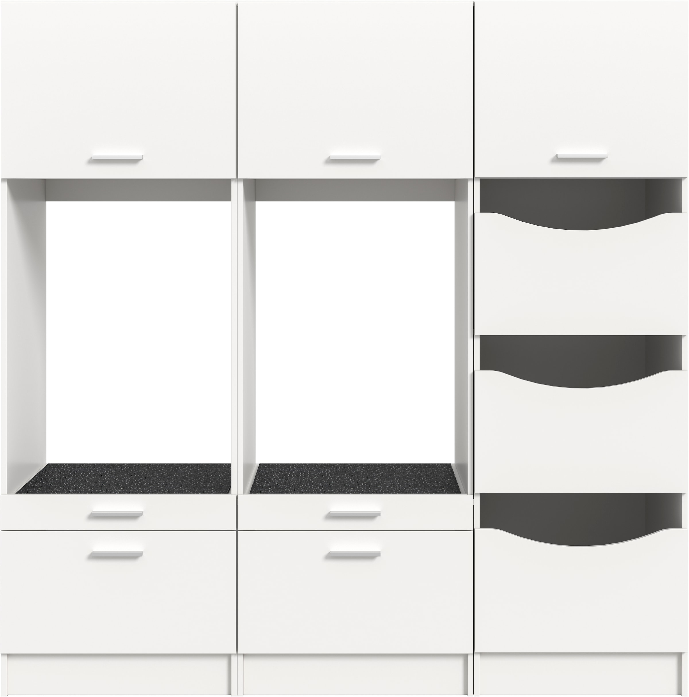 welltime Badmöbel-Set »FALAS, TOPSELLER!, 4-teilig, Hauswirtschaftsraum Set, Breite 248 cm«, (Set, 4 St., 1x Wäscheschrank, 2x Waschmaschinenumbauschrank & 1xMehrzweckschrank), Kombination, Waschmaschinenumbau, Waschmaschinenschrank, Wäschekammer