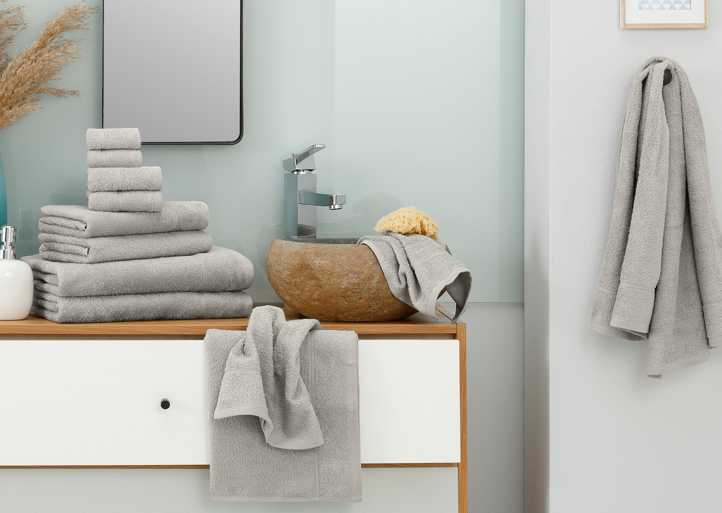 Handtücher mit 100% einfarbiges Bordüre, »Sanremo«, Set Set, Frottier, home tlg., bestellen Handtuch-Set aus 12 Handtuch online my Baumwolle