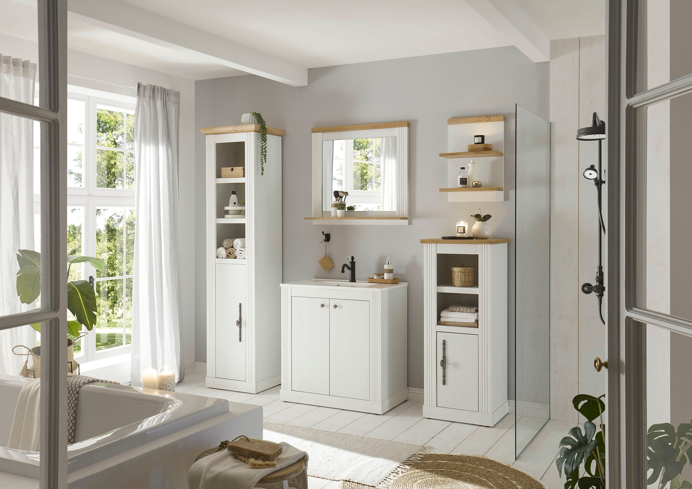 Home affaire Badmöbel-Set »WESTMINSTER, Bad im Landhausstil, 5-teiliges Bad günstig online kaufen