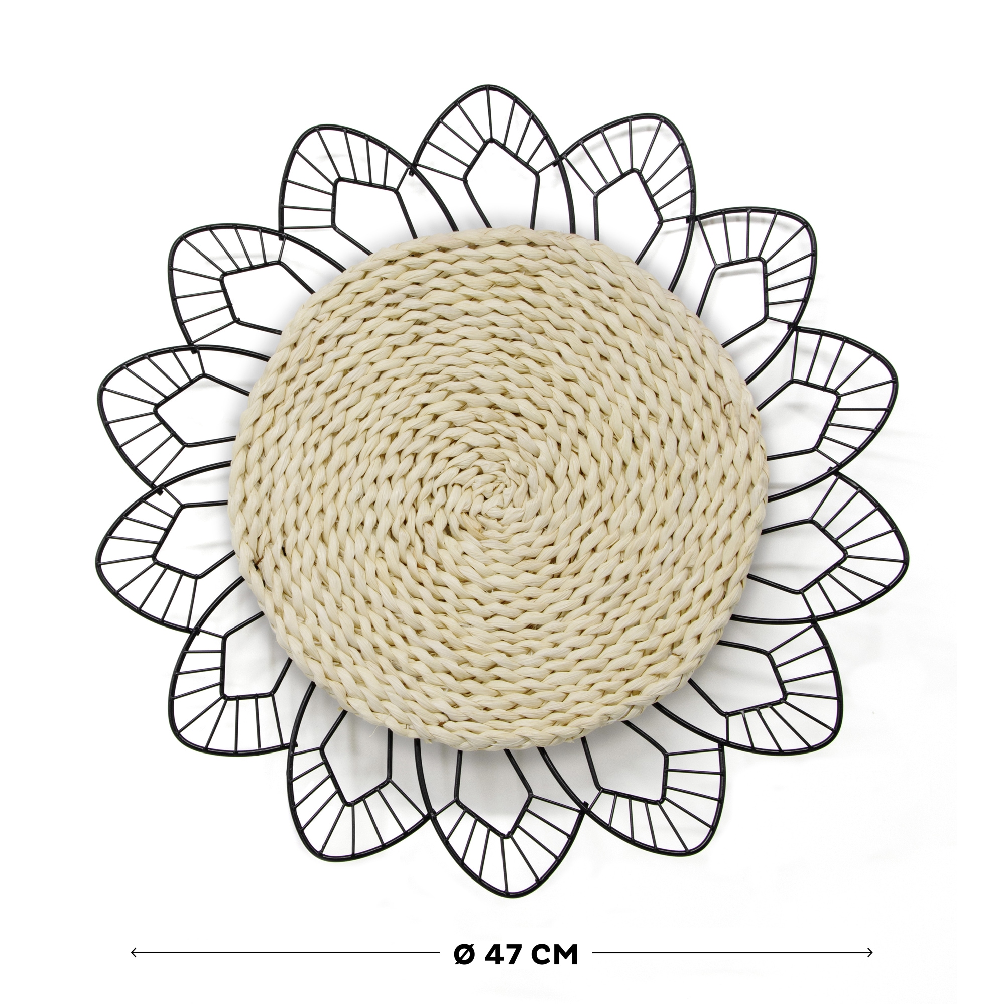 Art for the home Wandbild »Blumen Rotan Rund«, (1 St.), Luxus Metal Art Wanddeko