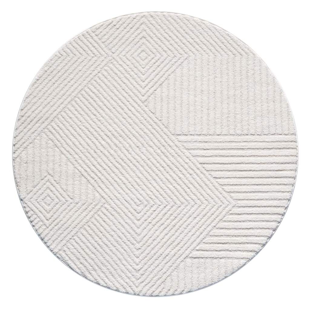 Carpet City Teppich »LOUNGE 0632« rund 15 mm Höhe Kurzflor-Teppich Modern, Hoch-Tief-Struktur, Wohnzimmer, Schlafzimmer