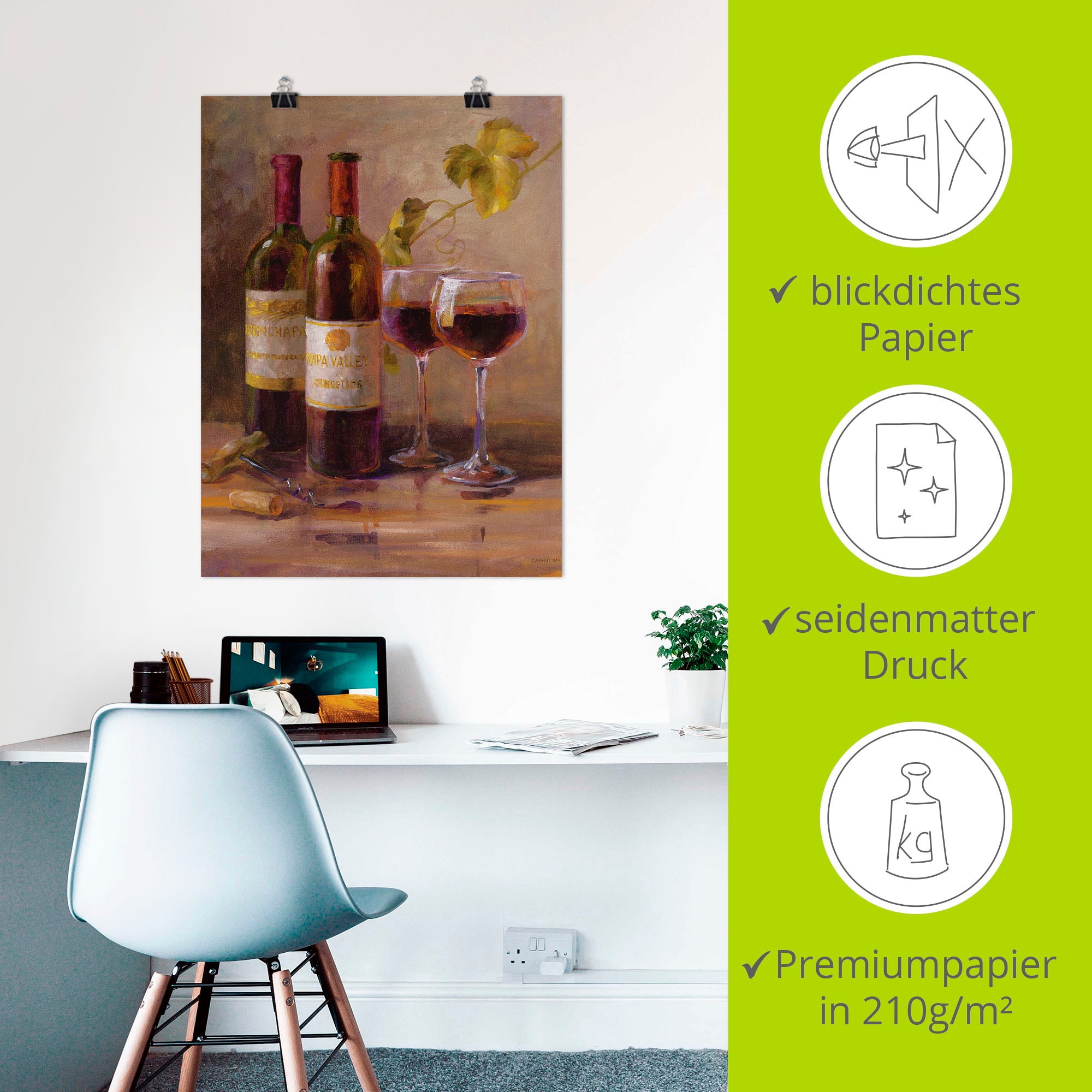 Artland Wandbild »Offener Wein I«, Getränke, (1 St.), als Leinwandbild, Poster, Wandaufkleber in verschied. Größen